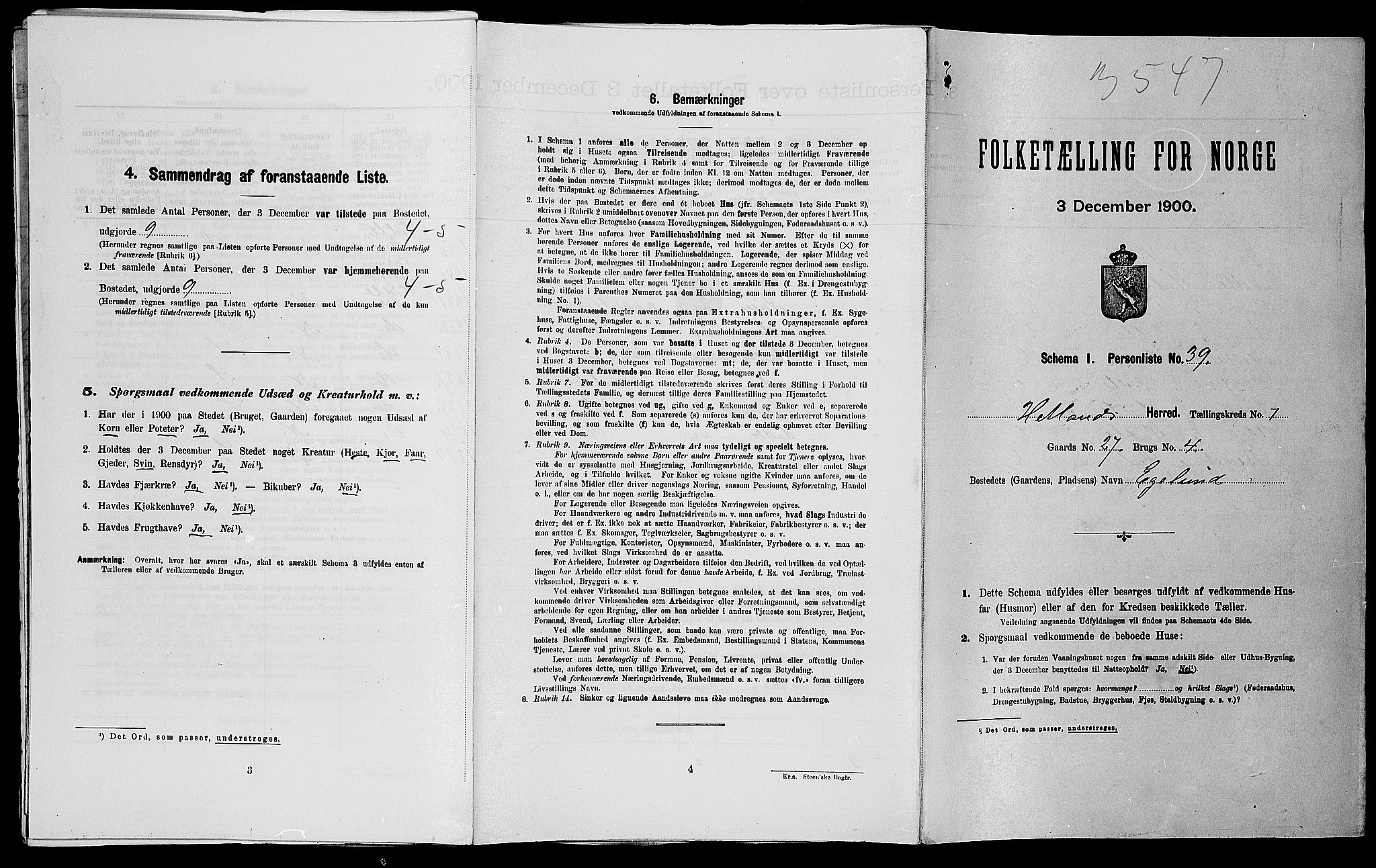 SAST, 1900 census for Hetland, 1900, p. 1055