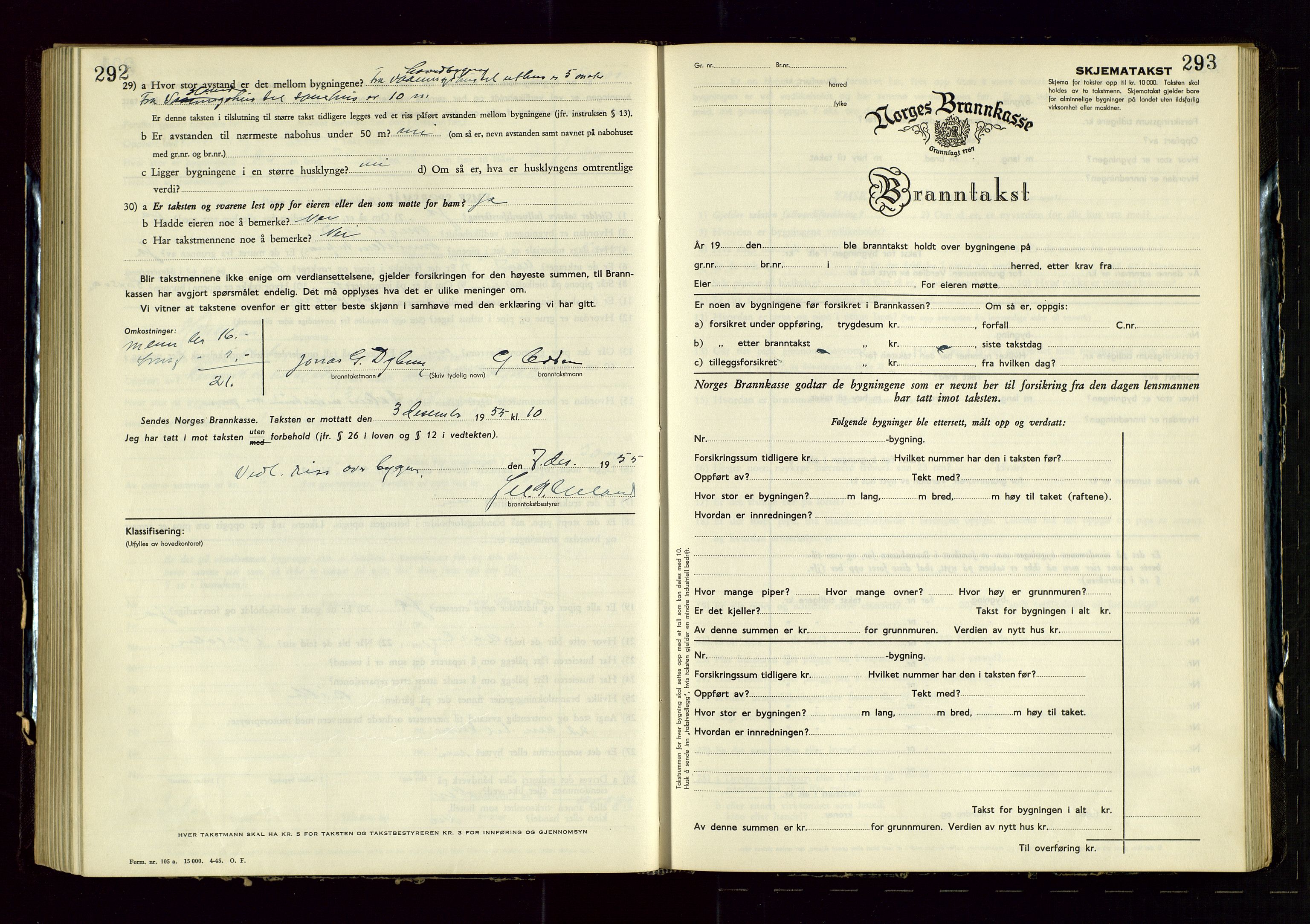 Heskestad lensmannskontor, AV/SAST-A-100304/Gob/L0005: "Brandtakstprotokoll", 1946-1955, p. 292-293