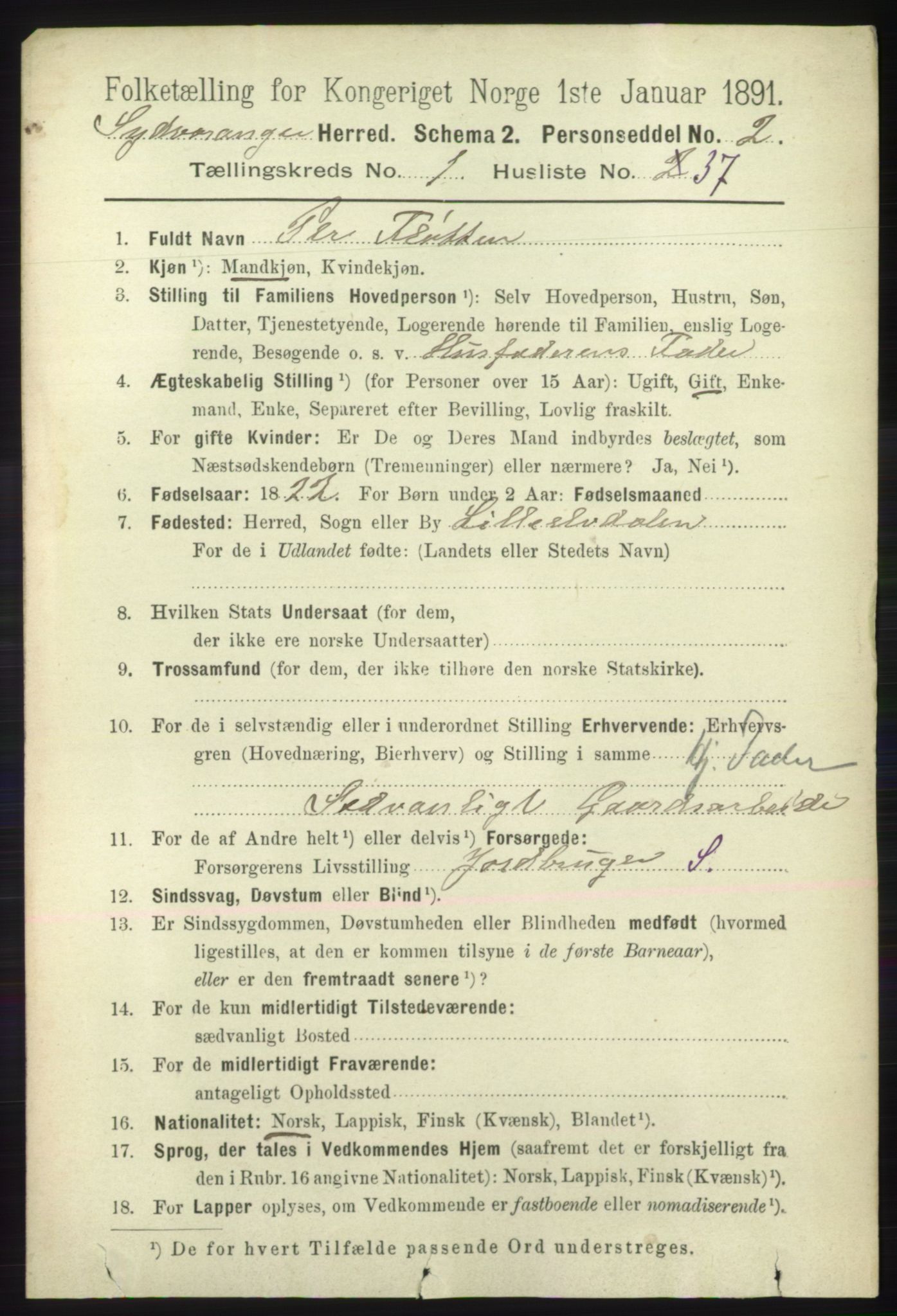 RA, 1891 census for 2030 Sør-Varanger, 1891, p. 348