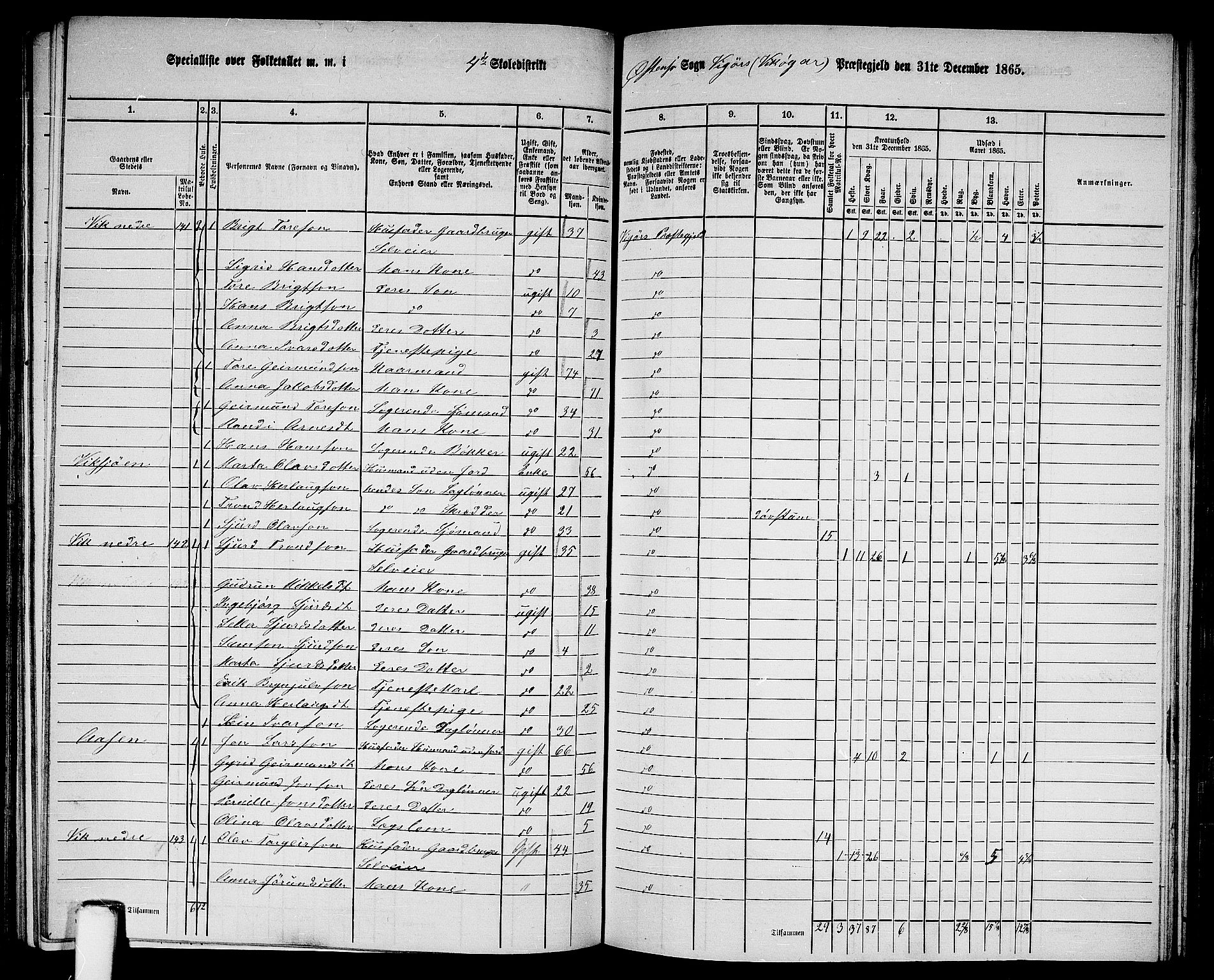 RA, 1865 census for Vikør, 1865, p. 65