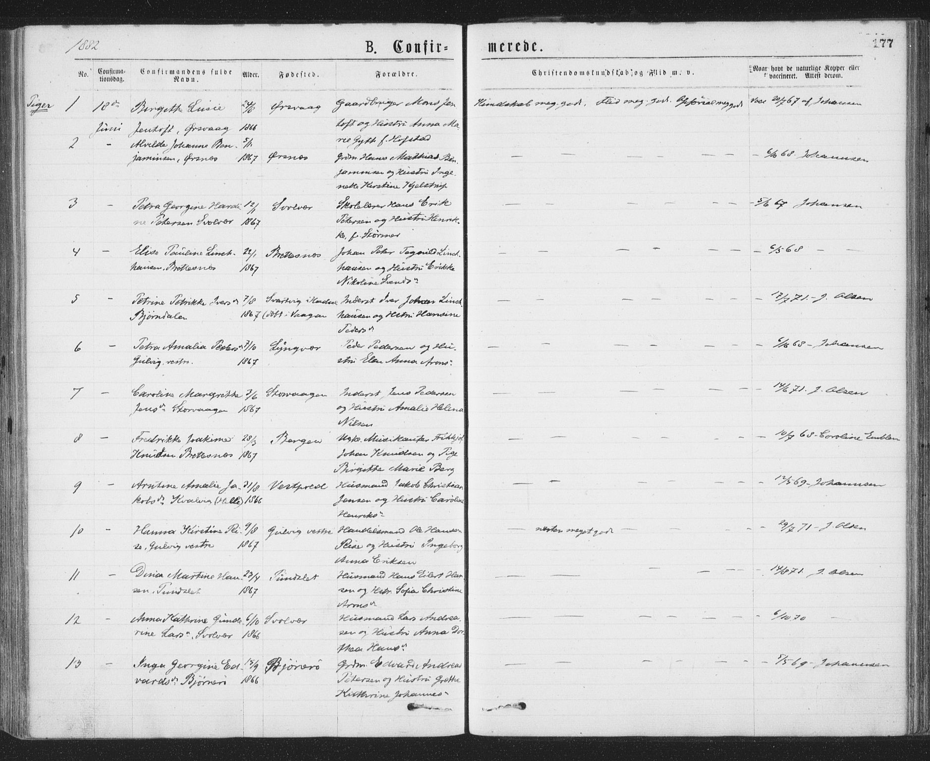 Ministerialprotokoller, klokkerbøker og fødselsregistre - Nordland, SAT/A-1459/874/L1058: Parish register (official) no. 874A02, 1878-1883, p. 177