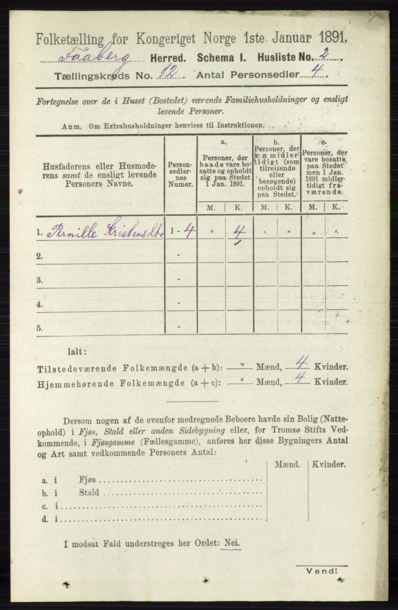 RA, 1891 census for 0524 Fåberg, 1891, p. 4694