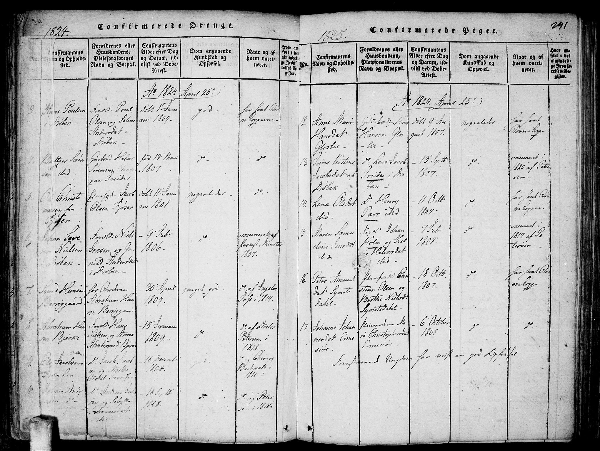 Drøbak prestekontor Kirkebøker, SAO/A-10142a/F/Fa/L0001: Parish register (official) no. I 1, 1816-1842, p. 241