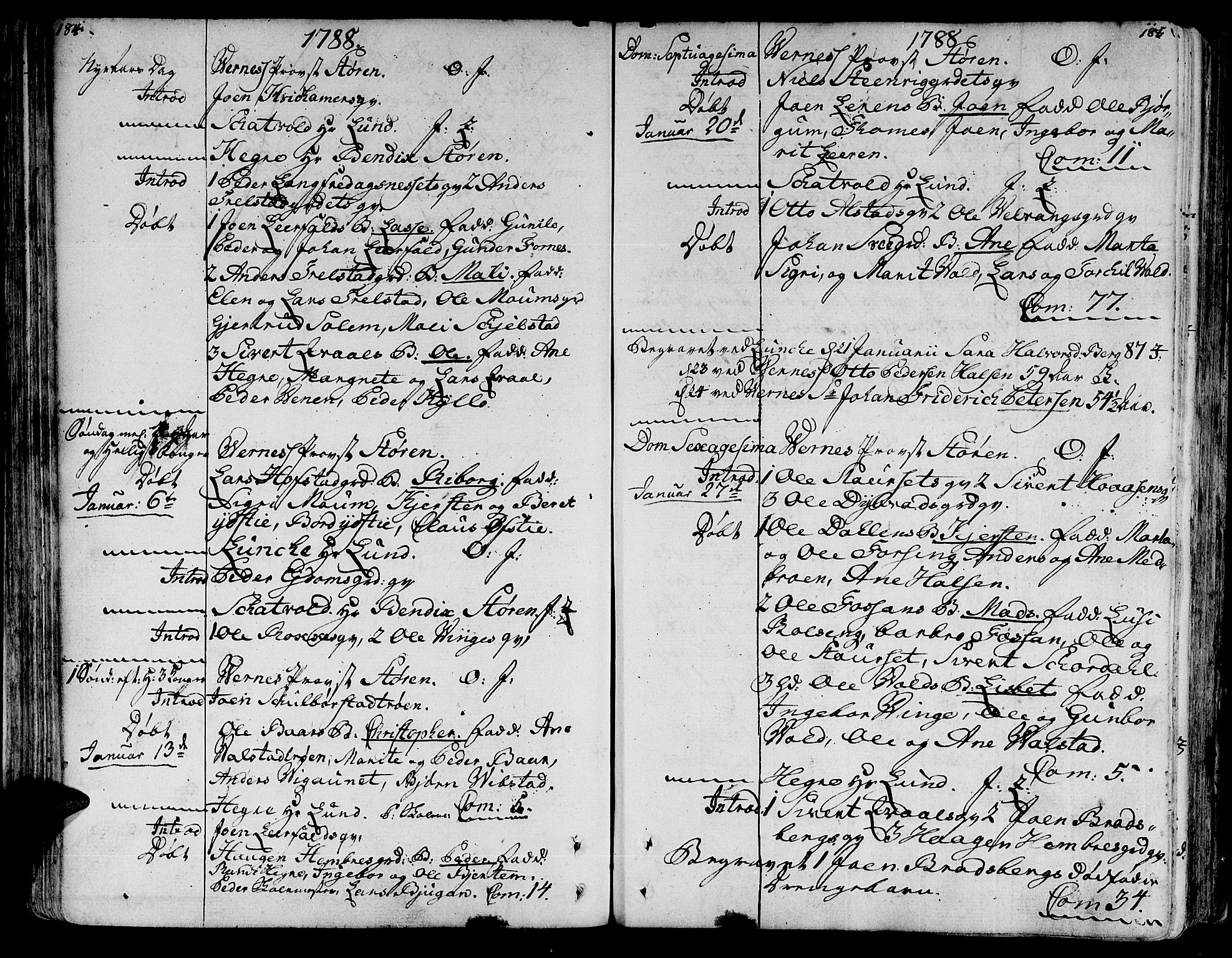 Ministerialprotokoller, klokkerbøker og fødselsregistre - Nord-Trøndelag, SAT/A-1458/709/L0059: Parish register (official) no. 709A06, 1781-1797, p. 184-185