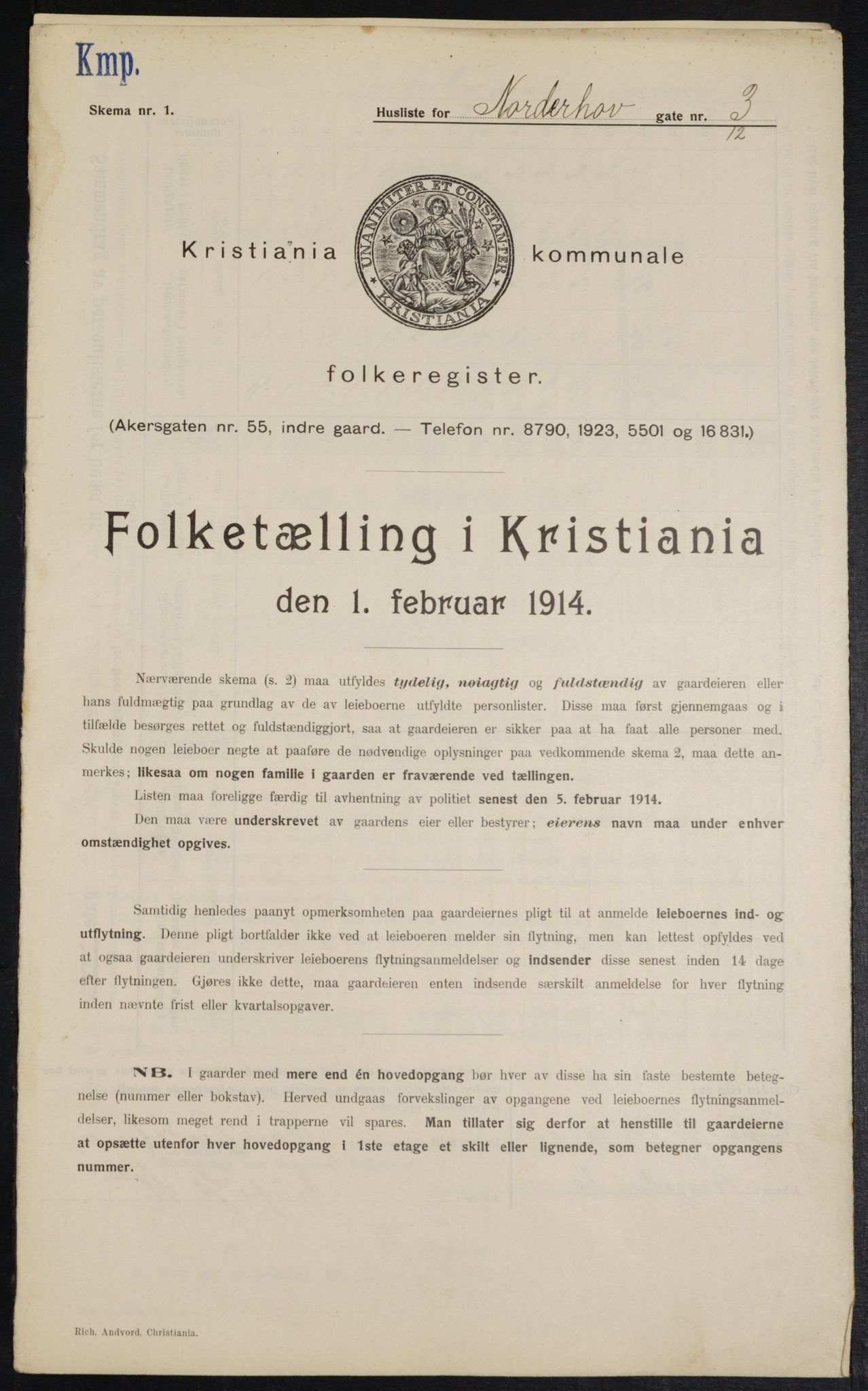 OBA, Municipal Census 1914 for Kristiania, 1914, p. 72423