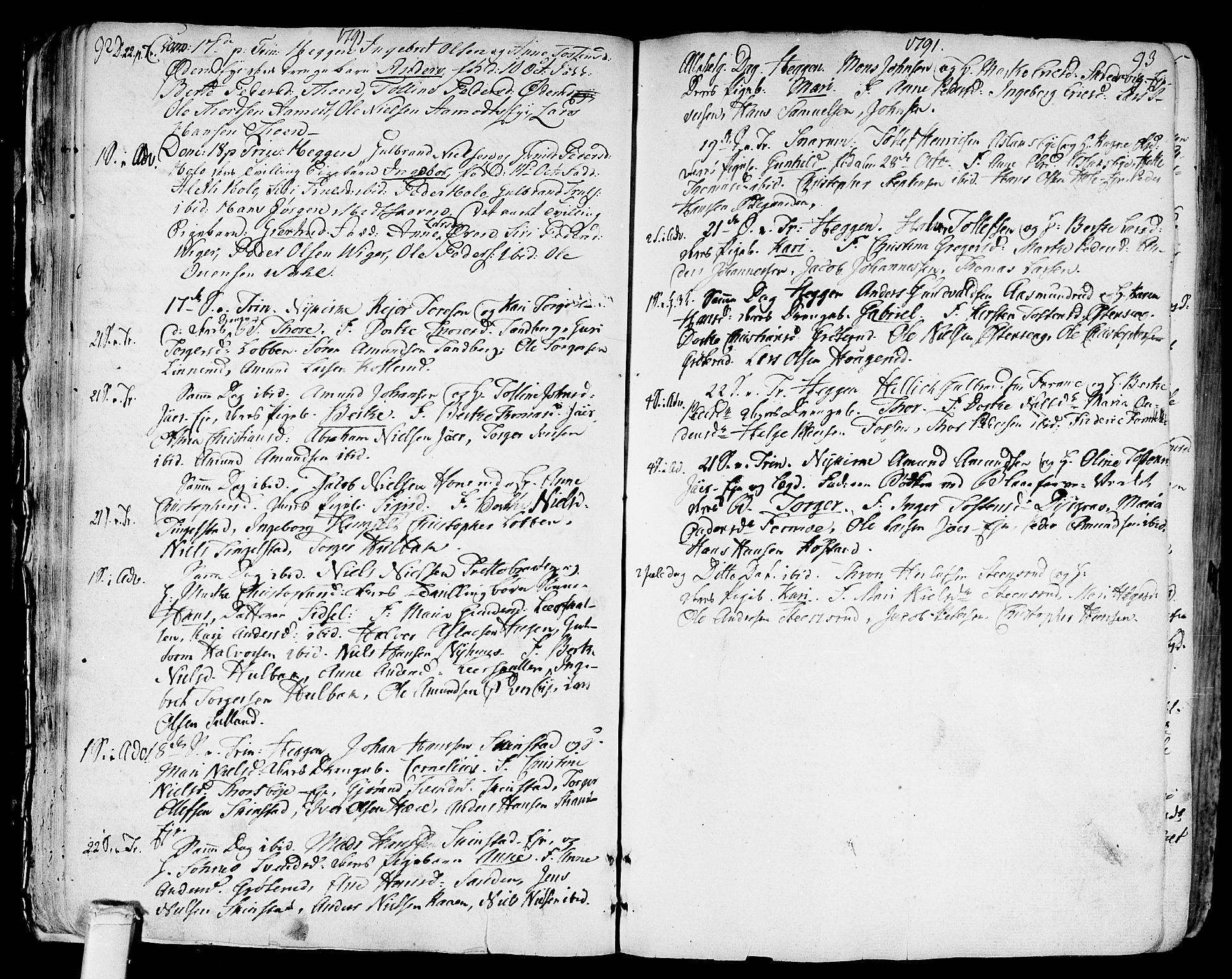 Modum kirkebøker, AV/SAKO-A-234/F/Fa/L0003: Parish register (official) no. 3, 1783-1819, p. 92-93