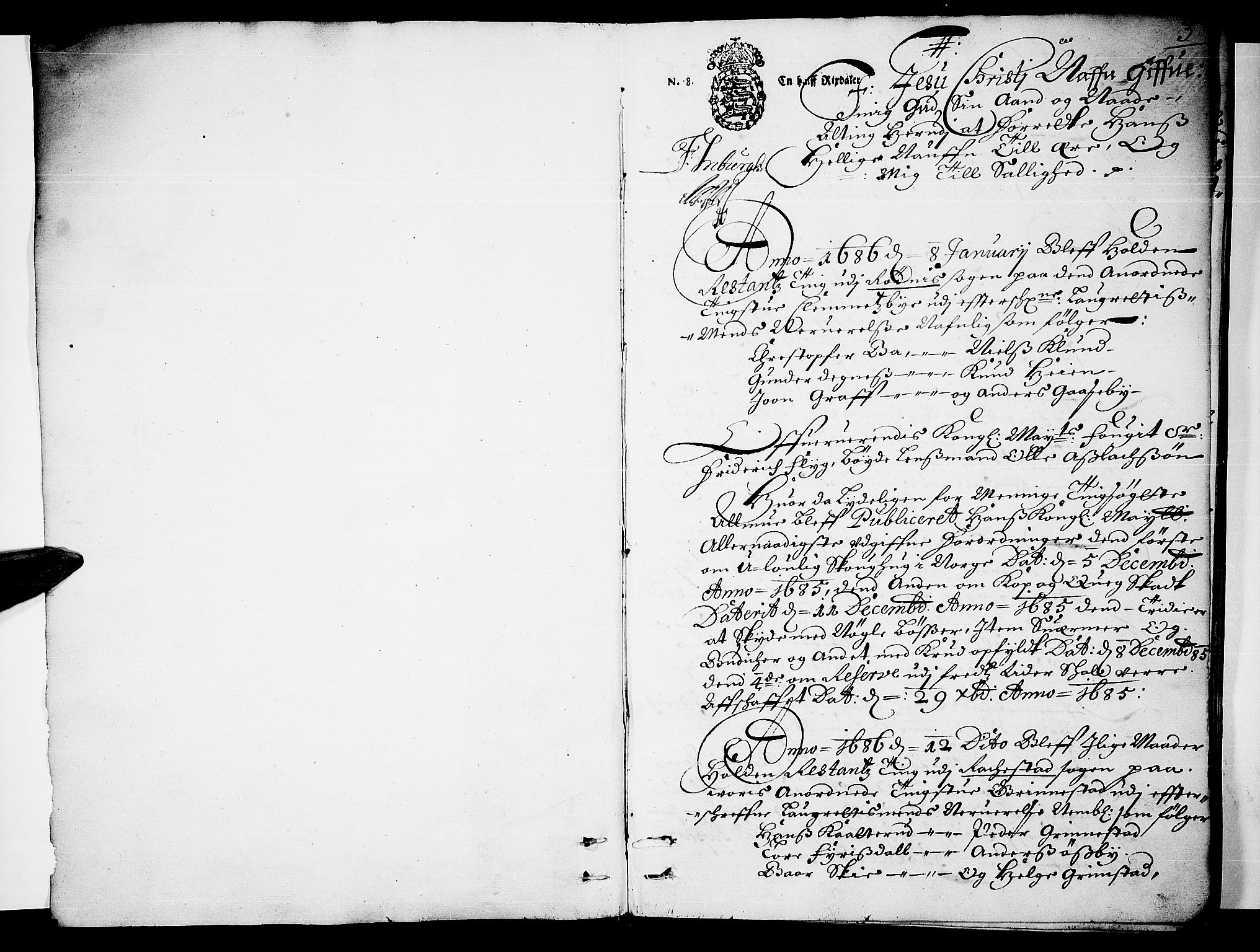Rakkestad sorenskriveri, AV/SAO-A-10686/F/Fb/L0031: Tingbøker, 1686, p. 0b-3a
