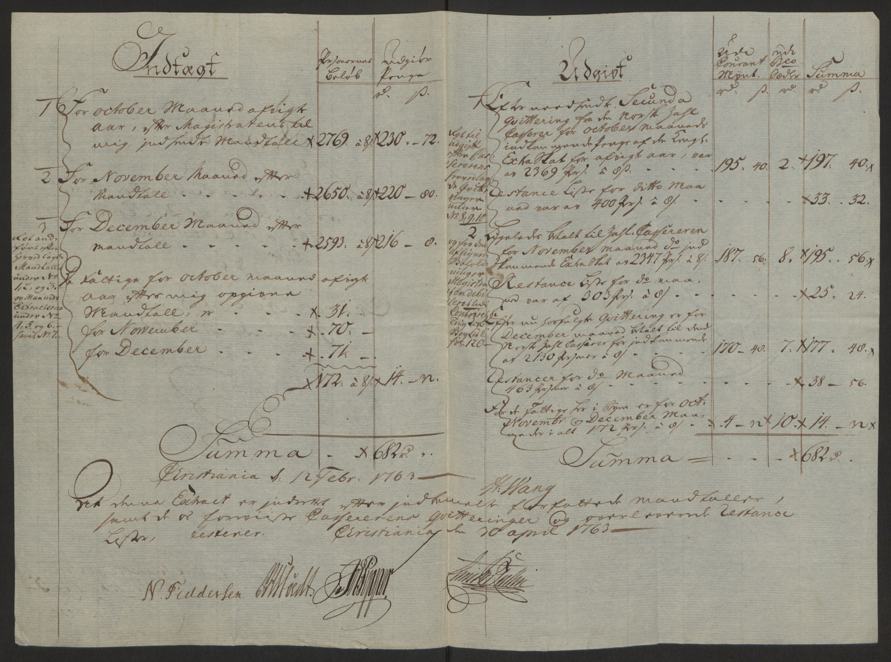Rentekammeret inntil 1814, Reviderte regnskaper, Byregnskaper, AV/RA-EA-4066/R/Re/L0071/0001: [E13] Kontribusjonsregnskap / Ekstraskatt, 1762, p. 6