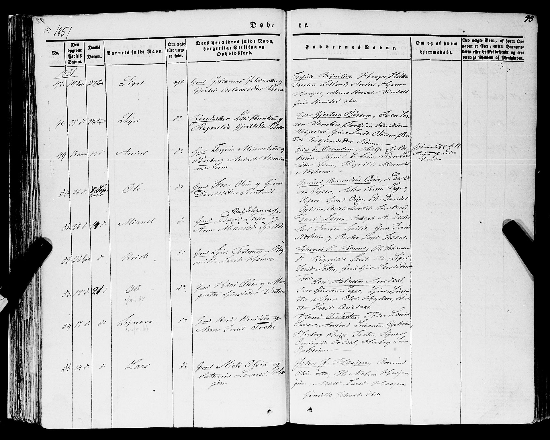 Ulvik sokneprestembete, AV/SAB-A-78801/H/Haa: Parish register (official) no. A 12, 1839-1853, p. 93