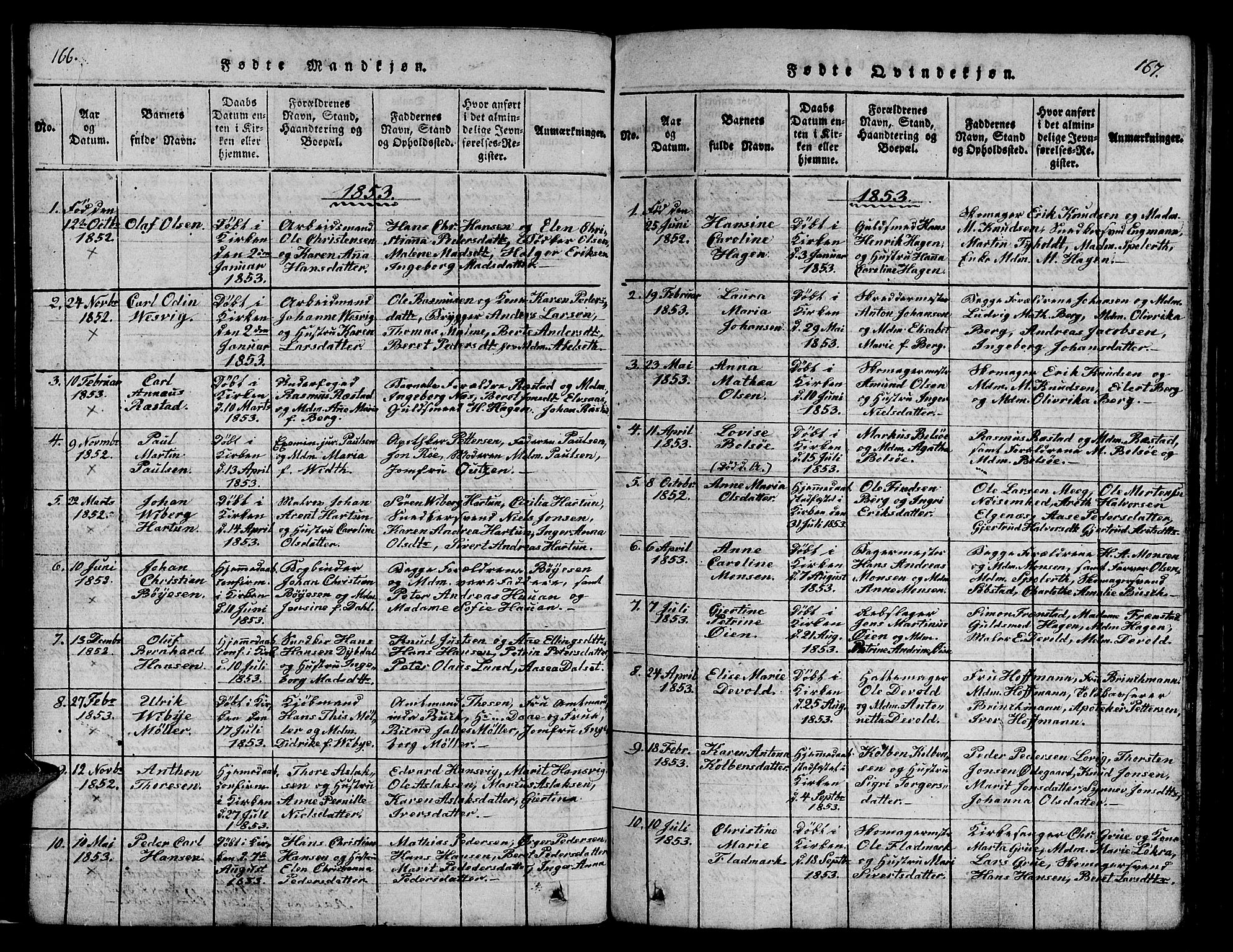 Ministerialprotokoller, klokkerbøker og fødselsregistre - Møre og Romsdal, SAT/A-1454/558/L0700: Parish register (copy) no. 558C01, 1818-1868, p. 166-167