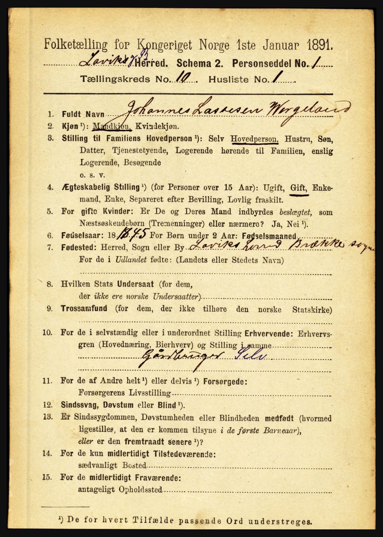 RA, 1891 census for 1415 Lavik og Brekke, 1891, p. 1976