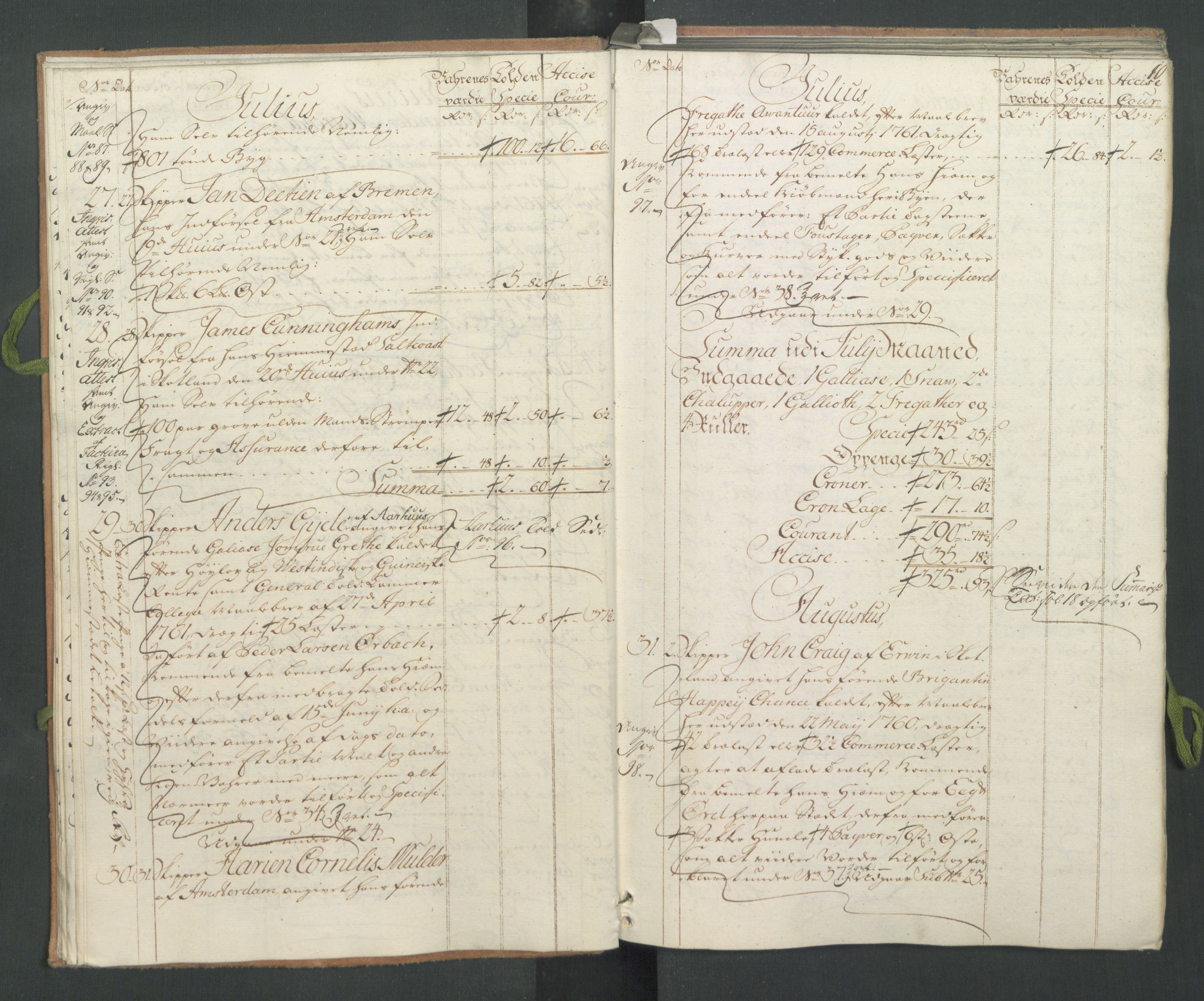 Generaltollkammeret, tollregnskaper, AV/RA-EA-5490/R31/L0023/0001: Tollregnskaper Molde / Hovedtollbok, 1762, p. 9b-10a