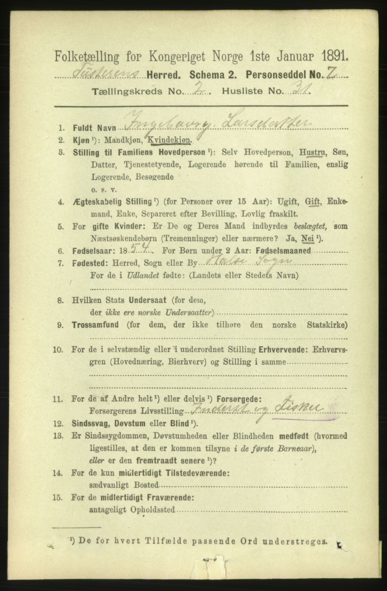 RA, 1891 census for 1572 Tustna, 1891, p. 886