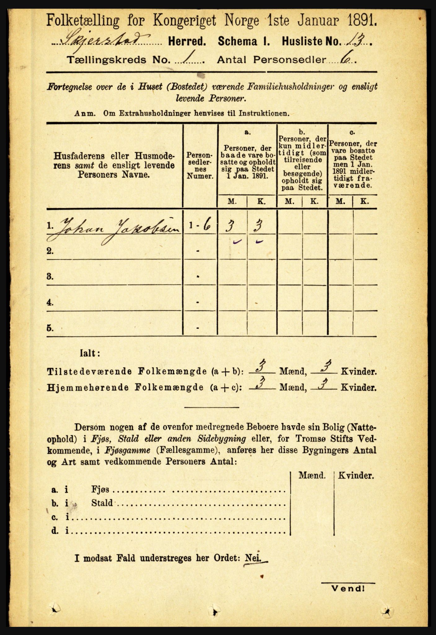 RA, 1891 census for 1842 Skjerstad, 1891, p. 46