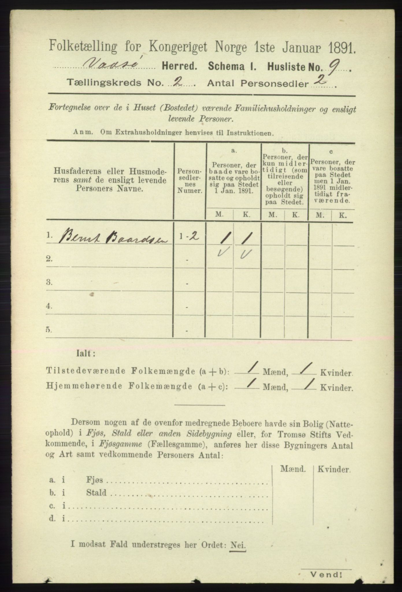 RA, 1891 census for 2029 Vadsø, 1891, p. 412