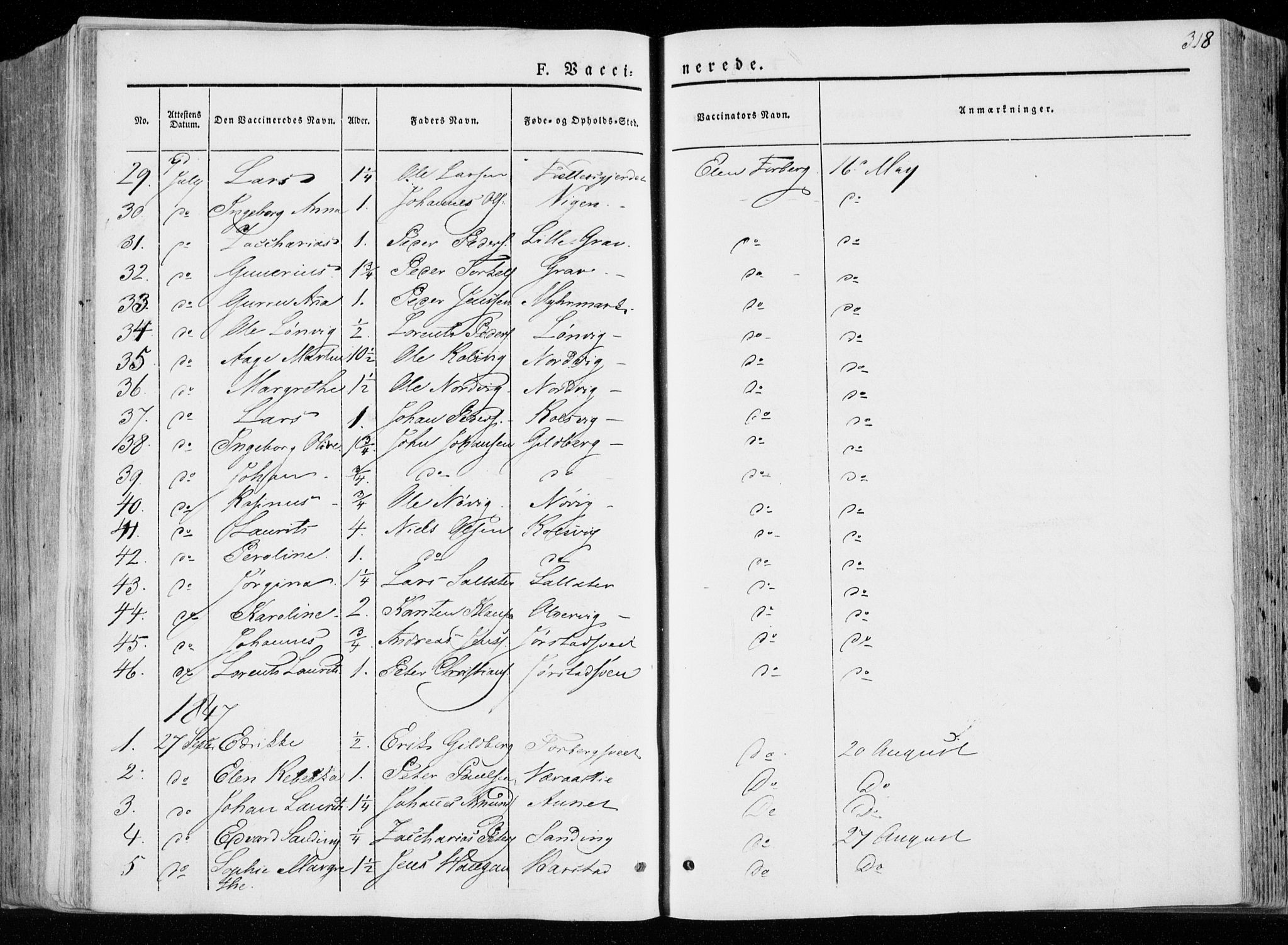 Ministerialprotokoller, klokkerbøker og fødselsregistre - Nord-Trøndelag, AV/SAT-A-1458/722/L0218: Parish register (official) no. 722A05, 1843-1868, p. 318