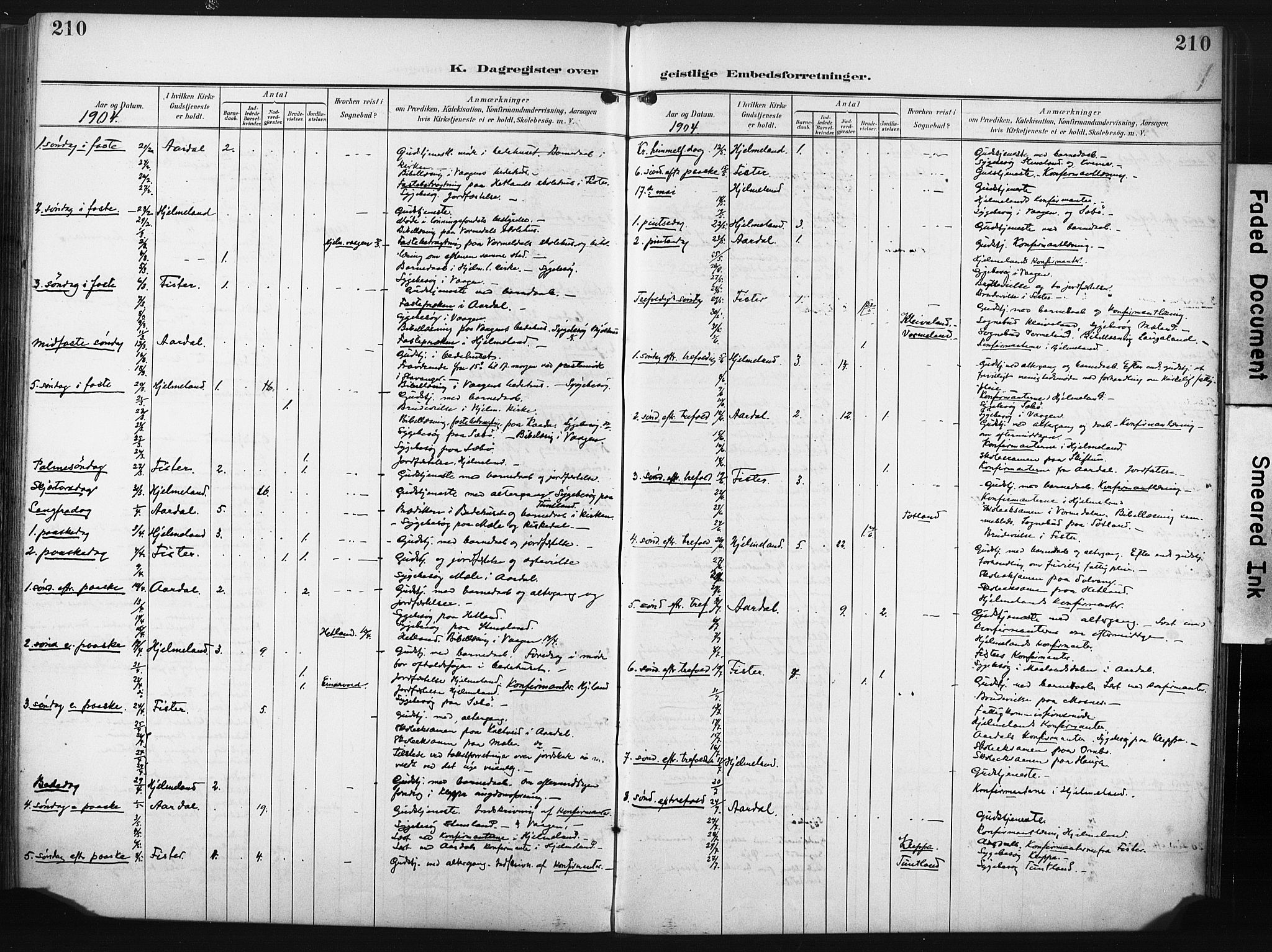 Hjelmeland sokneprestkontor, SAST/A-101843/02/A/L0002: Parish register (official) no. A 17, 1901-1916, p. 210