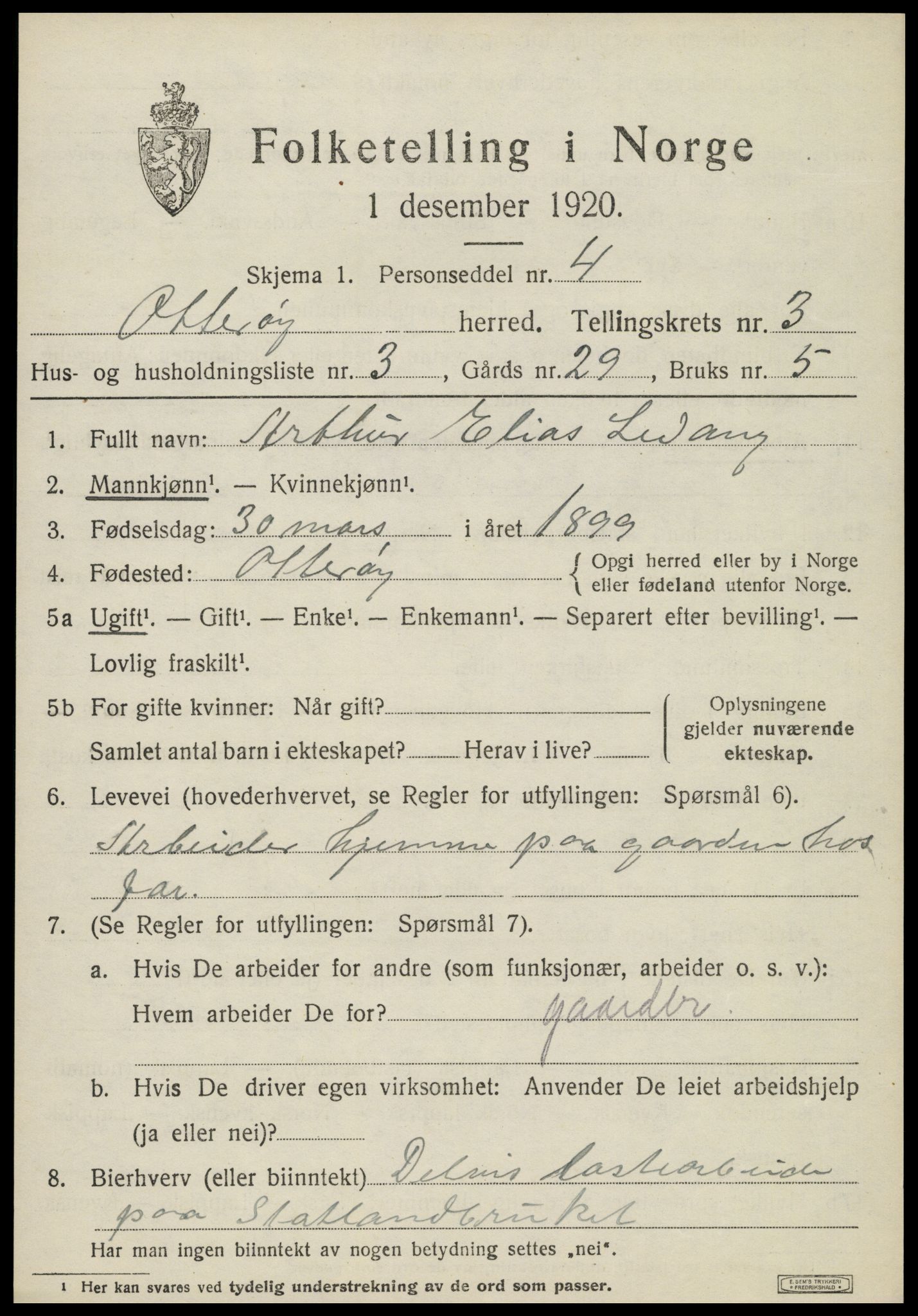 SAT, 1920 census for Otterøy, 1920, p. 1439