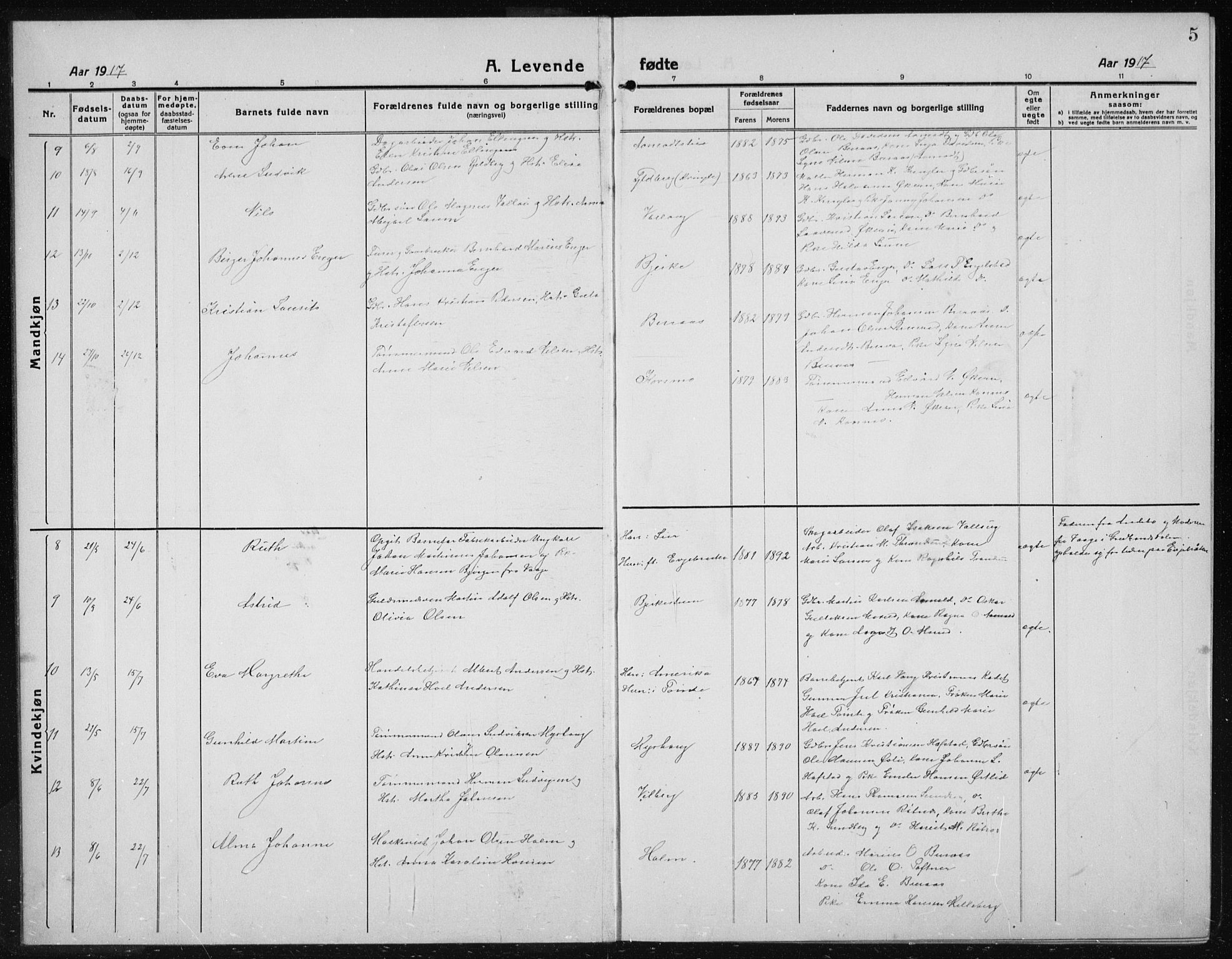 Nannestad prestekontor Kirkebøker, AV/SAO-A-10414a/G/Gc/L0002: Parish register (copy) no. III 2, 1917-1940, p. 5