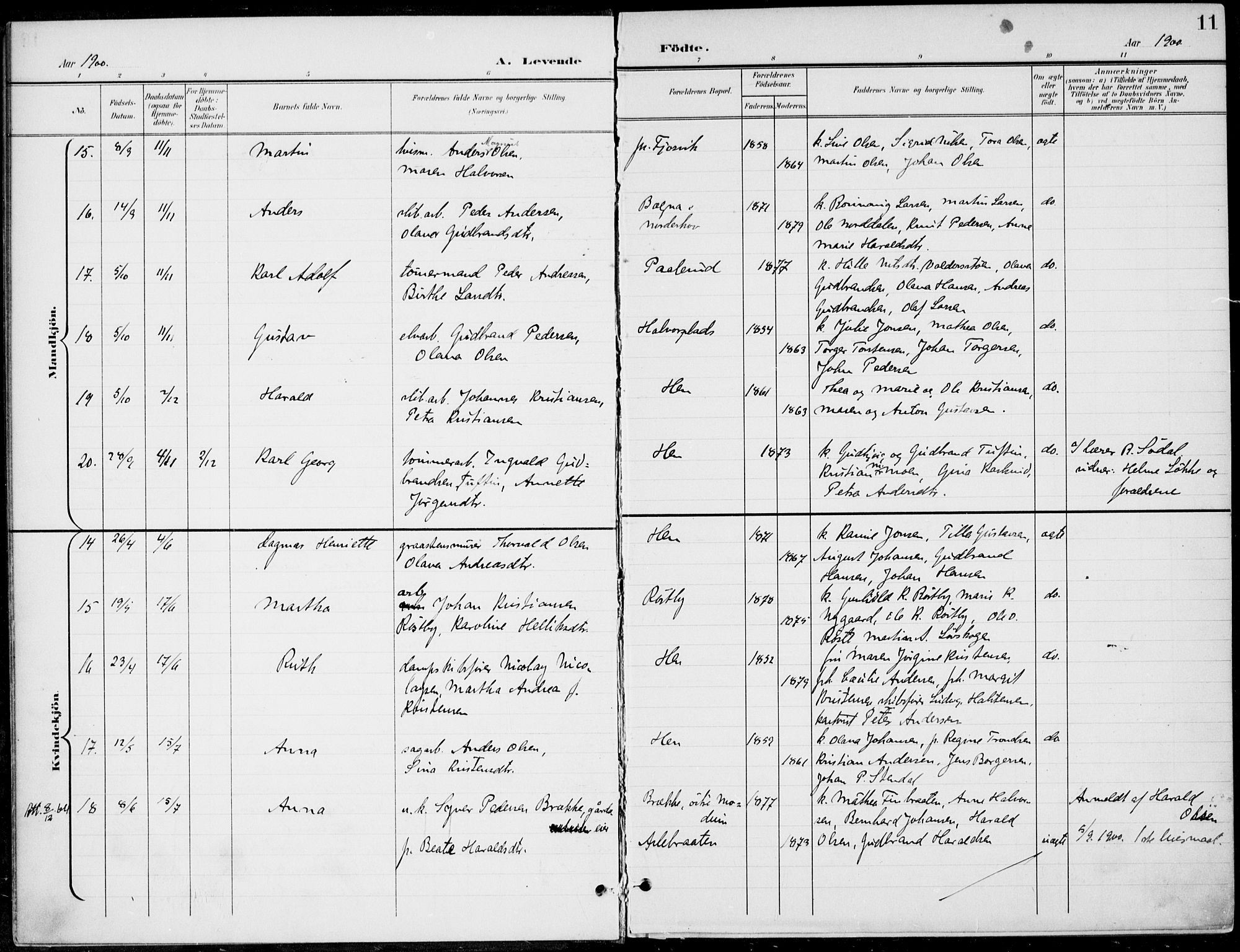 Ådal kirkebøker, AV/SAKO-A-248/F/Fb/L0002: Parish register (official) no. II 2, 1898-1917, p. 11