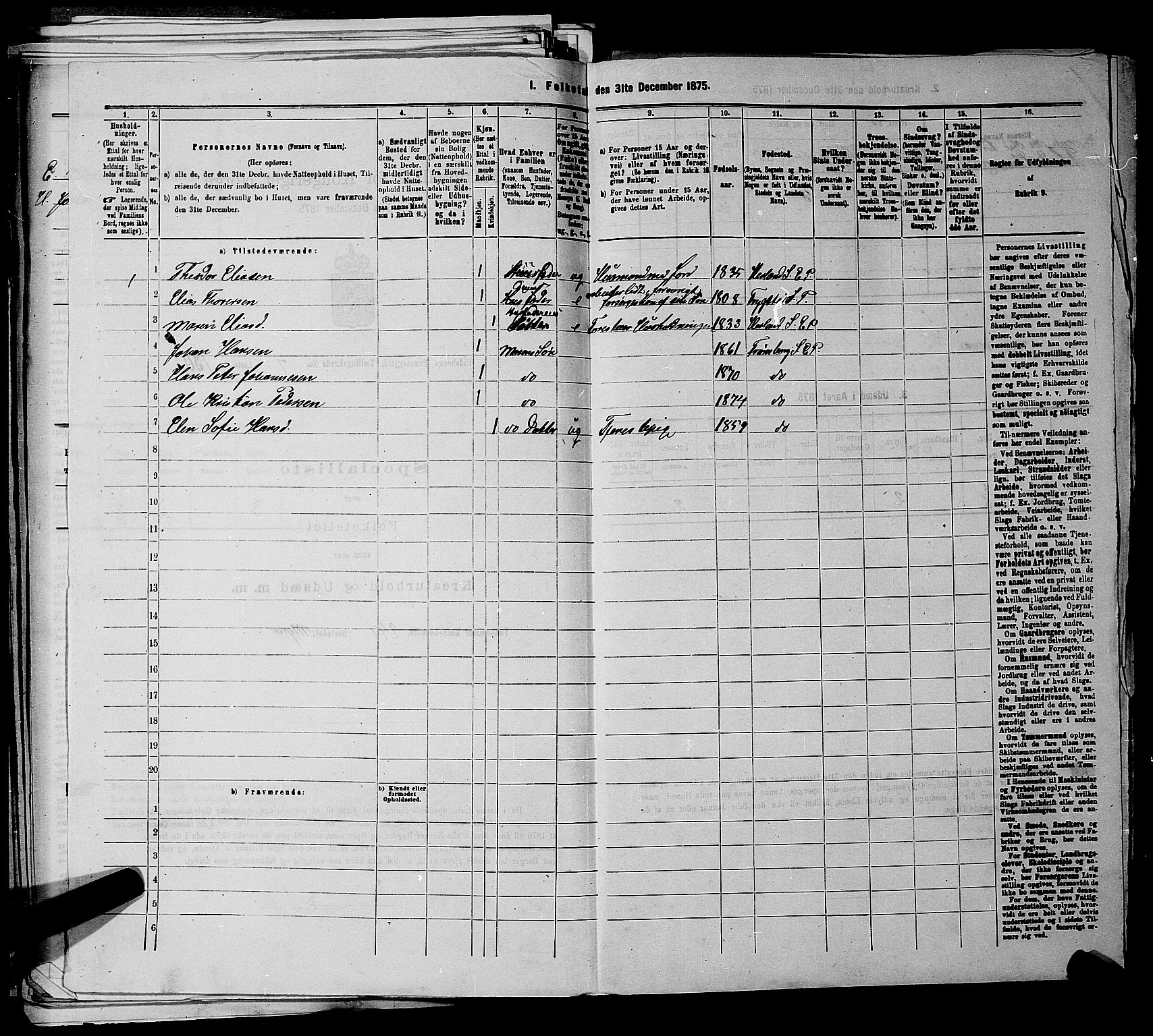 RA, 1875 census for 0125P Eidsberg, 1875, p. 1616