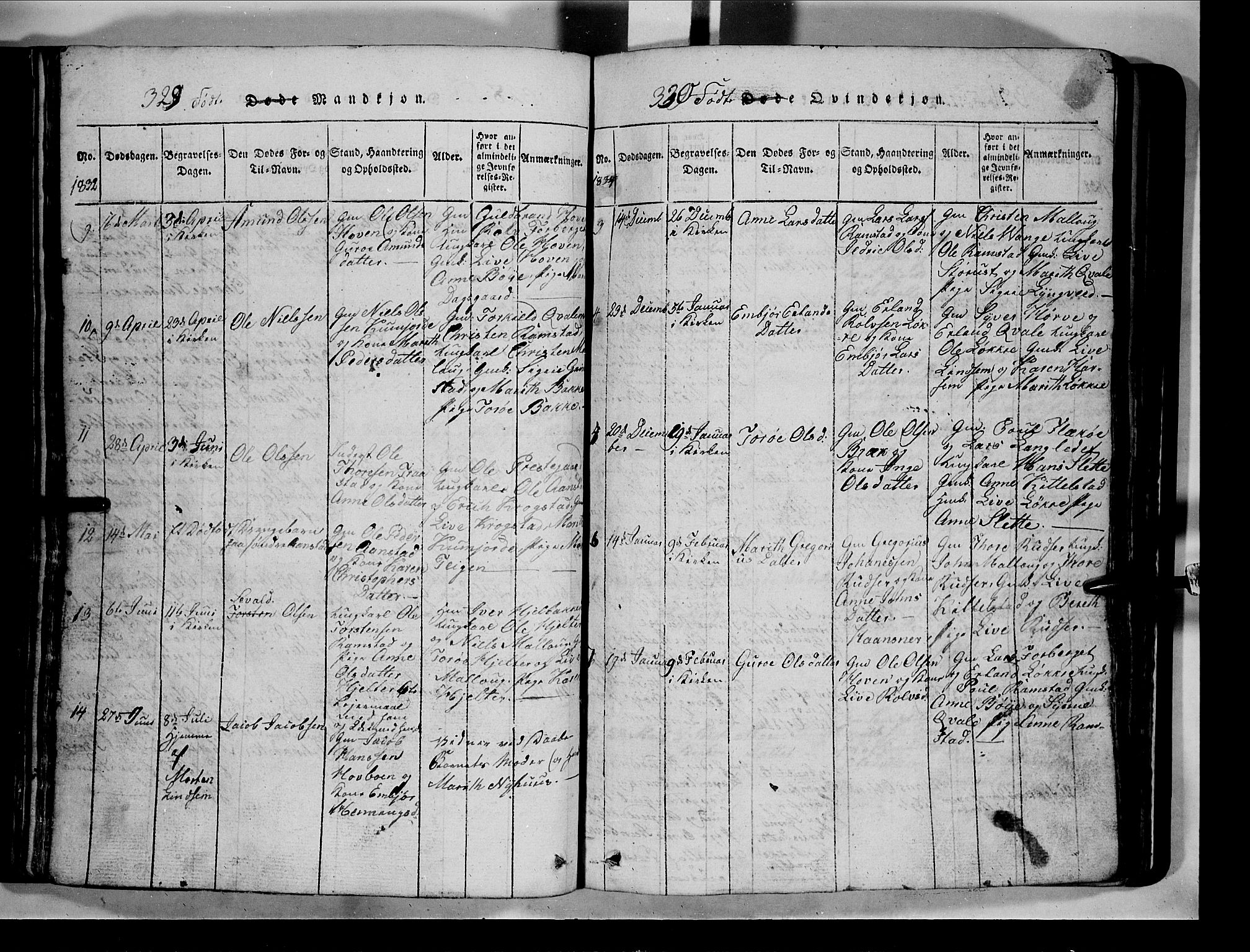 Lom prestekontor, SAH/PREST-070/L/L0003: Parish register (copy) no. 3, 1815-1844, p. 329-330