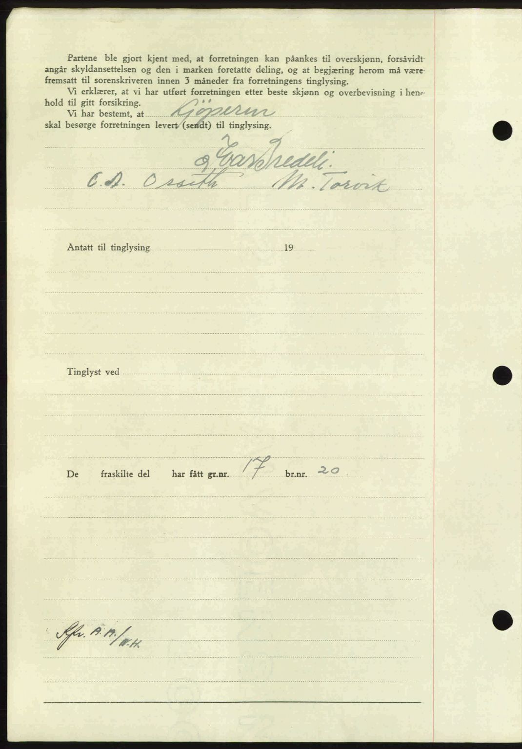 Nordmøre sorenskriveri, AV/SAT-A-4132/1/2/2Ca: Mortgage book no. A102, 1946-1946, Diary no: : 1637/1946