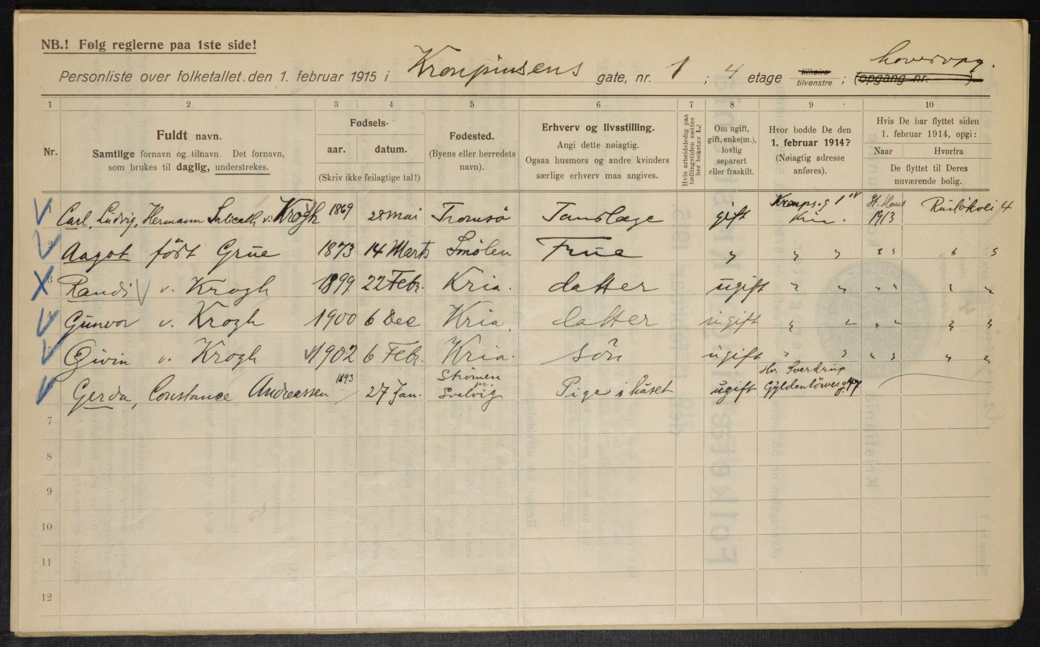 OBA, Municipal Census 1915 for Kristiania, 1915, p. 53987