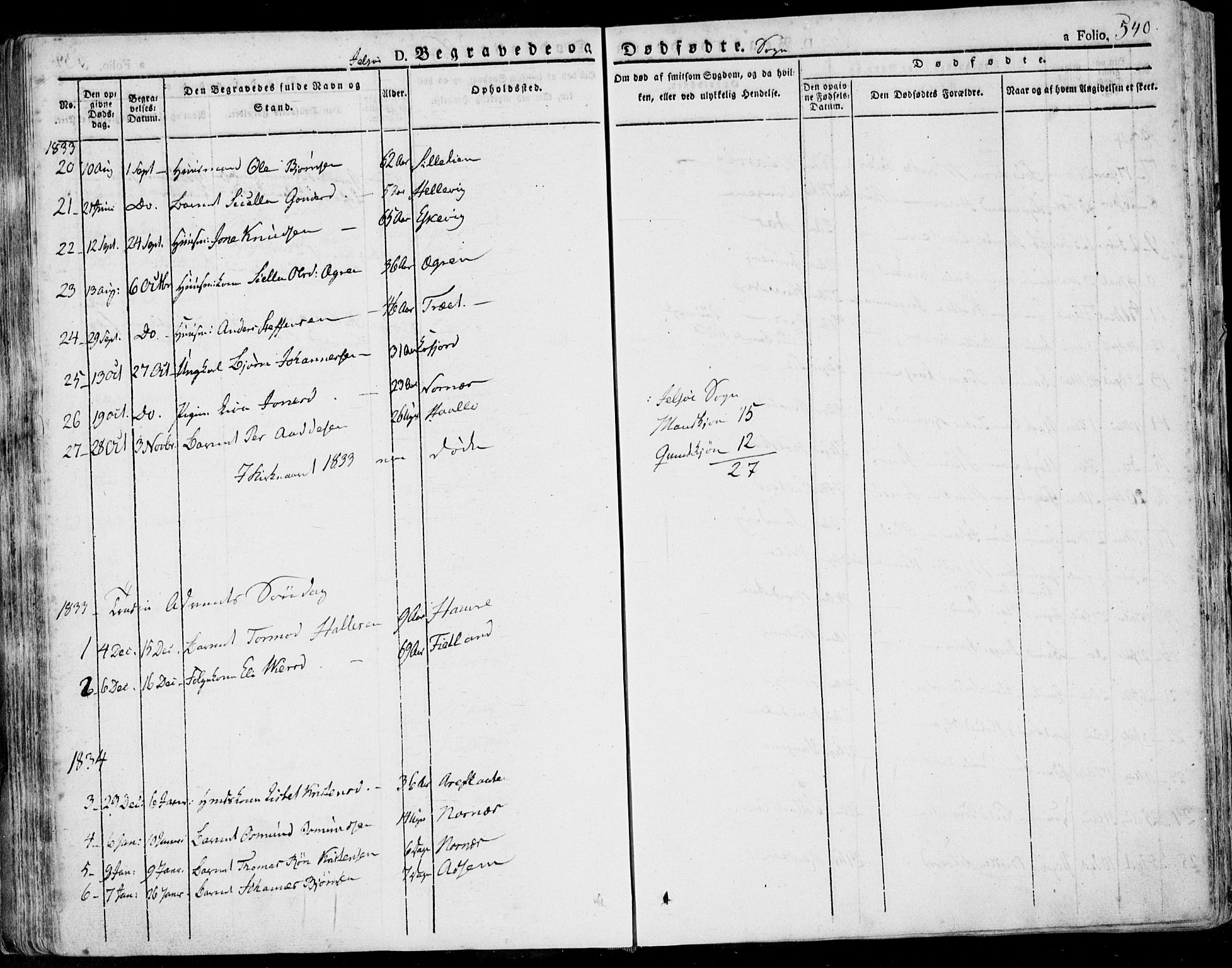 Jelsa sokneprestkontor, AV/SAST-A-101842/01/IV: Parish register (official) no. A 6.2, 1828-1853, p. 540