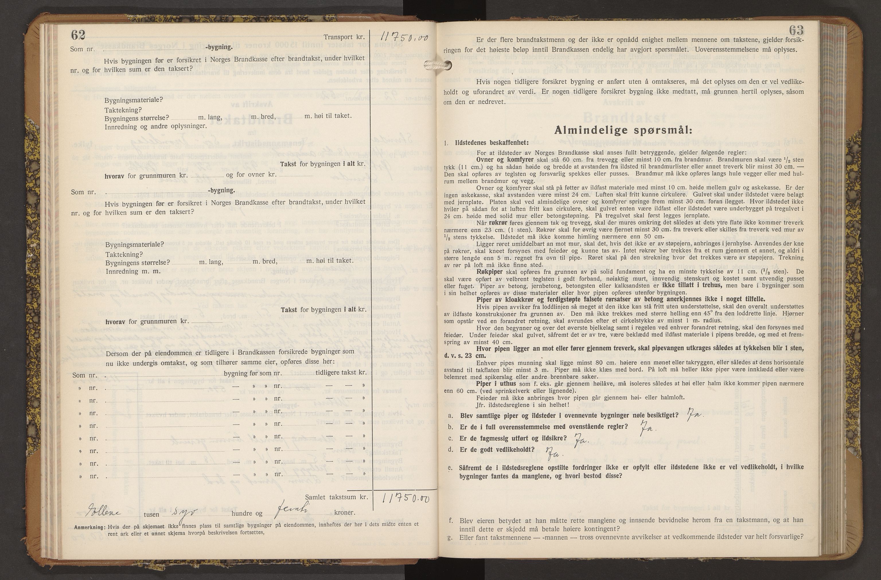 Norges Brannkasse Strinda, AV/SAT-A-5516/Fb/L0009: Branntakstprotokoll, 1940-1946, p. 62-63