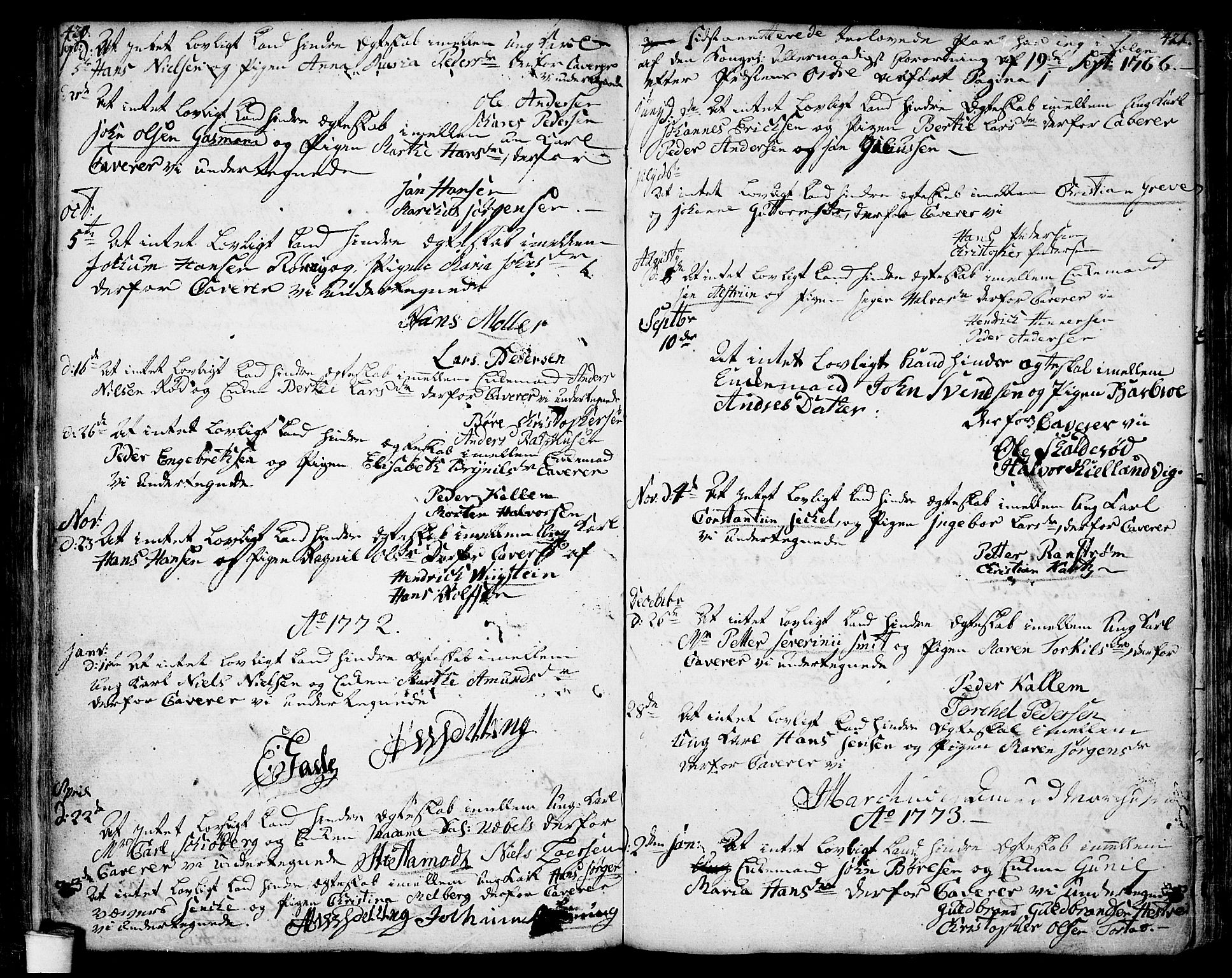 Moss prestekontor Kirkebøker, AV/SAO-A-2003/F/Fa/L0002: Parish register (official) no. I 2, 1753-1779, p. 420-421