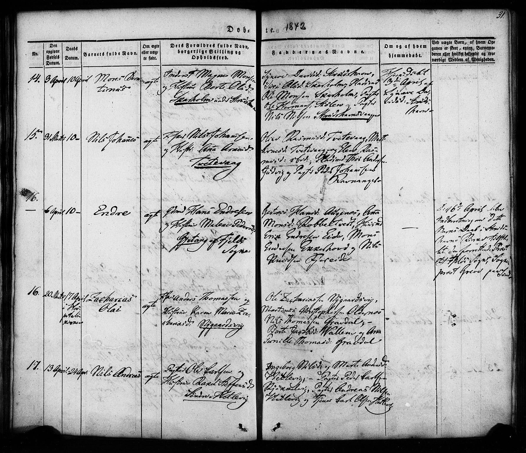 Askøy Sokneprestembete, AV/SAB-A-74101/H/Ha/Haa/Haaa/L0005: Parish register (official) no. A 5, 1836-1852, p. 31