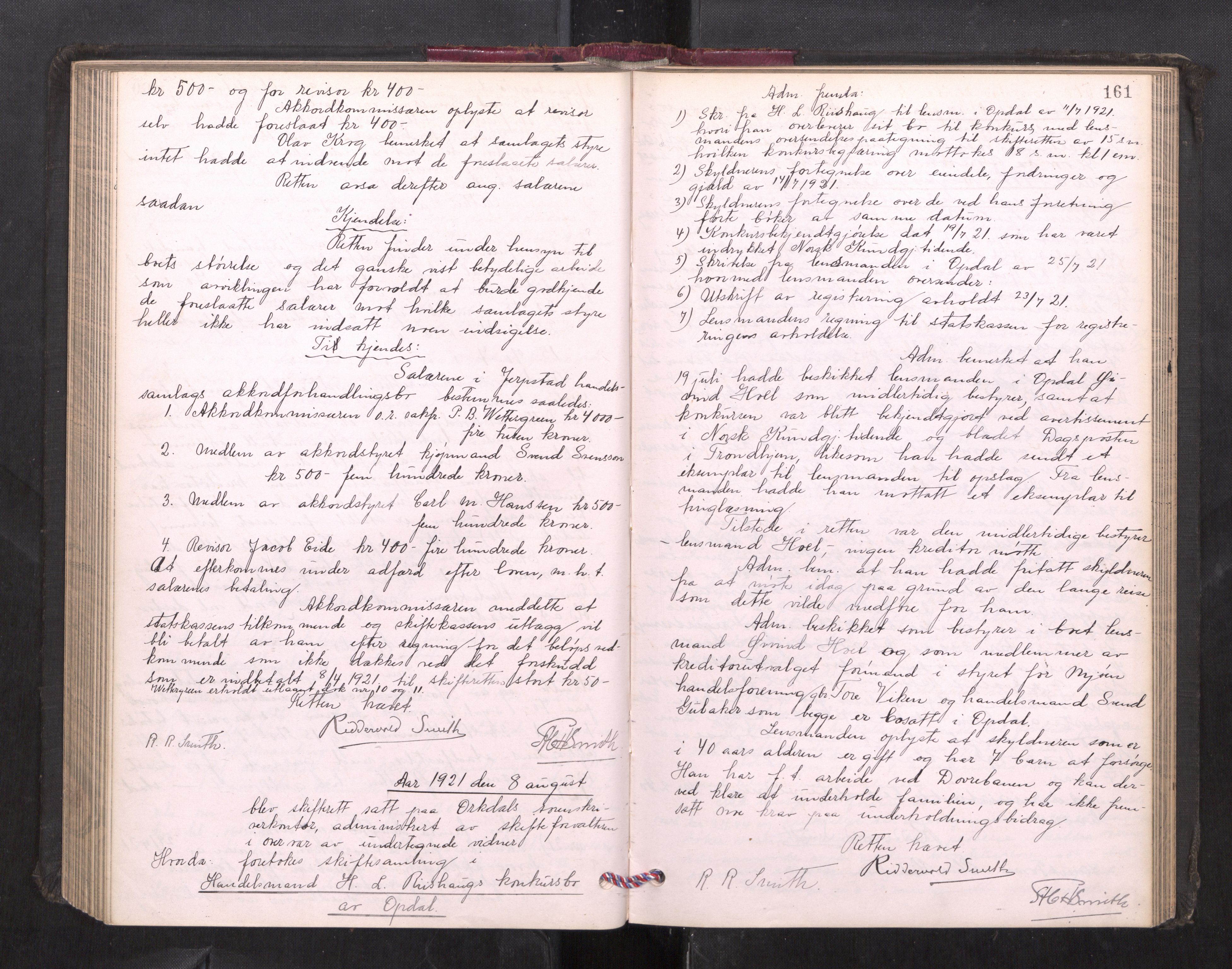 Orkdal sorenskriveri, AV/SAT-A-4169/1/3/3B/L0013: Skiftebehandlingsprotokoll, 1914-1925, p. 160b-161a