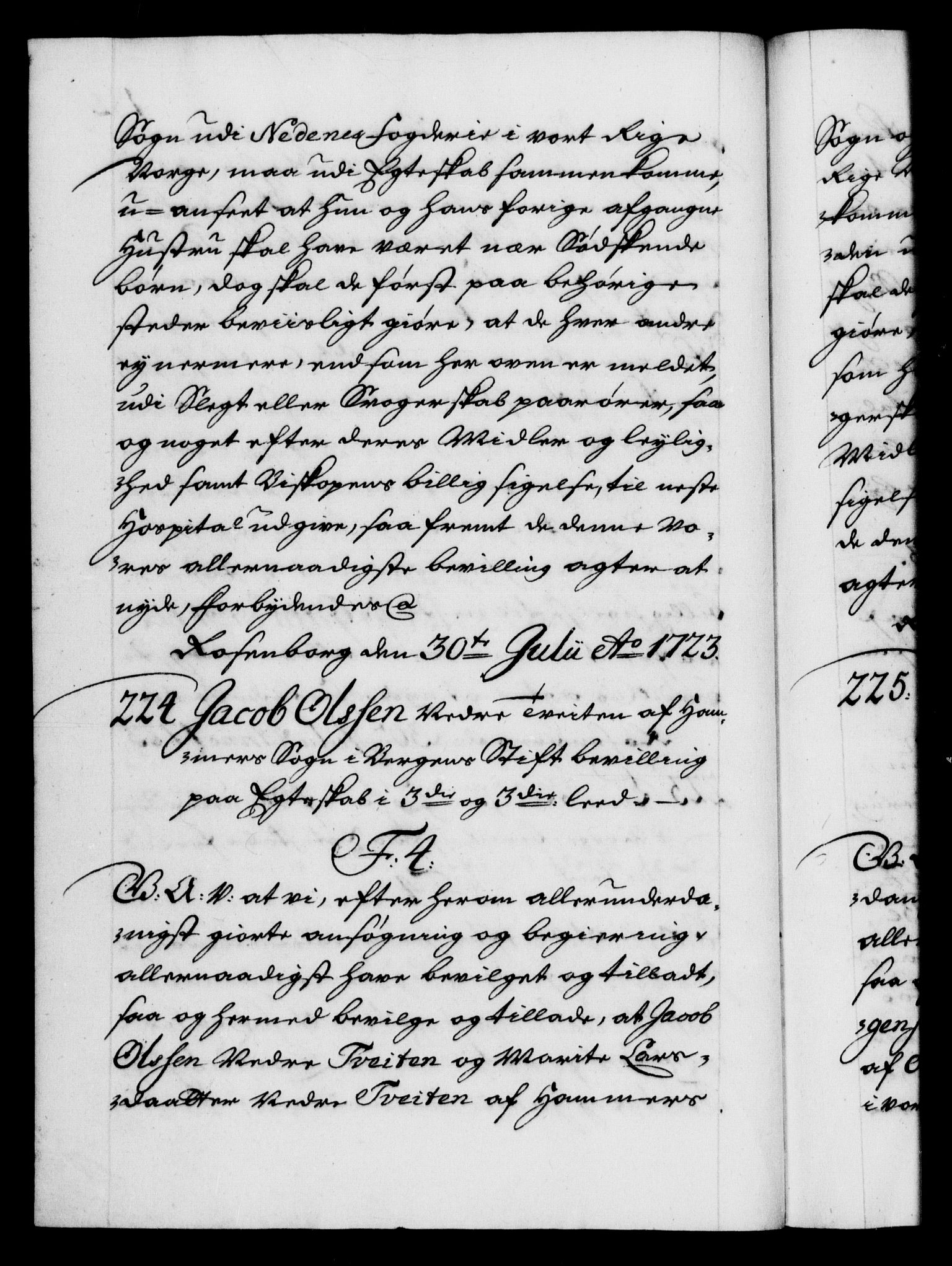 Danske Kanselli 1572-1799, AV/RA-EA-3023/F/Fc/Fca/Fcaa/L0024: Norske registre, 1723-1725, p. 182b