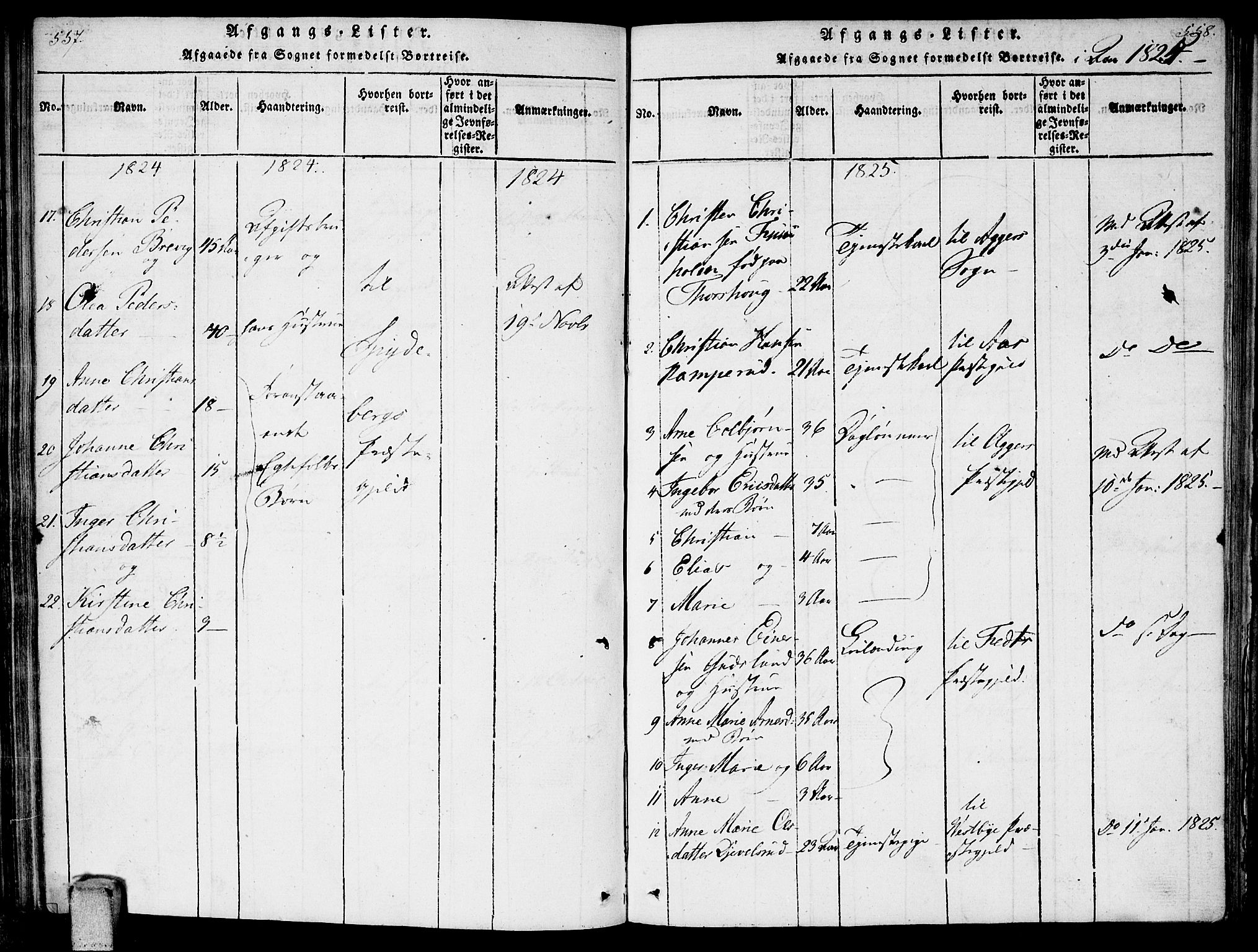 Enebakk prestekontor Kirkebøker, AV/SAO-A-10171c/F/Fa/L0006: Parish register (official) no. I 6, 1815-1832, p. 557-558