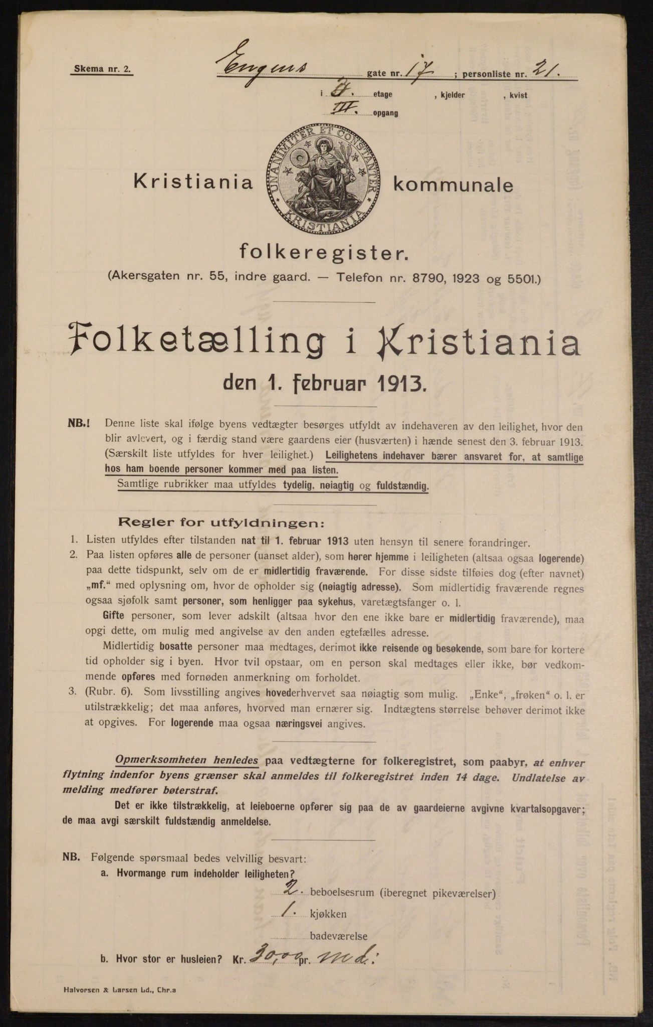 OBA, Municipal Census 1913 for Kristiania, 1913, p. 22025