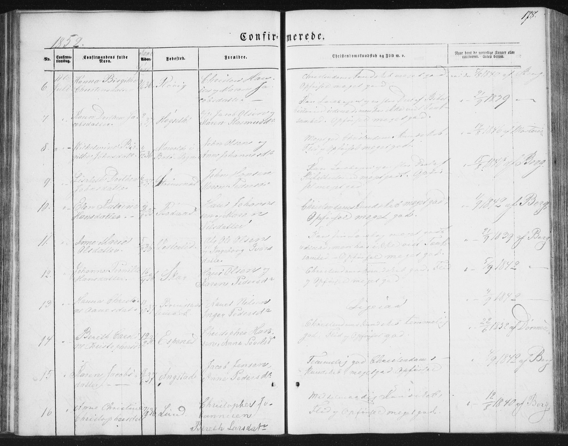 Ministerialprotokoller, klokkerbøker og fødselsregistre - Nordland, AV/SAT-A-1459/852/L0738: Parish register (official) no. 852A08, 1849-1865, p. 178