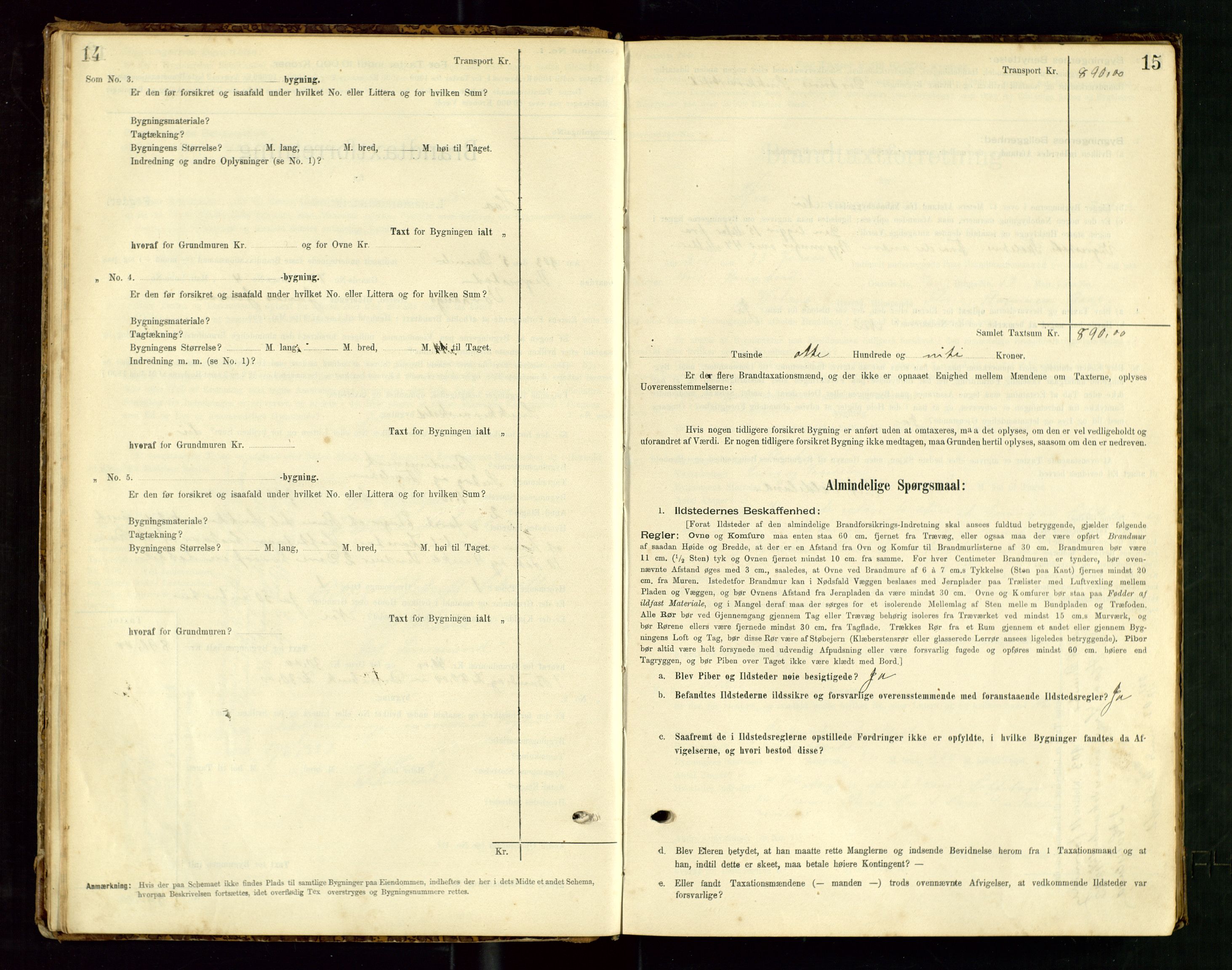 Hå lensmannskontor, AV/SAST-A-100456/Goa/L0003: Takstprotokoll (skjema), 1895-1911, p. 14-15