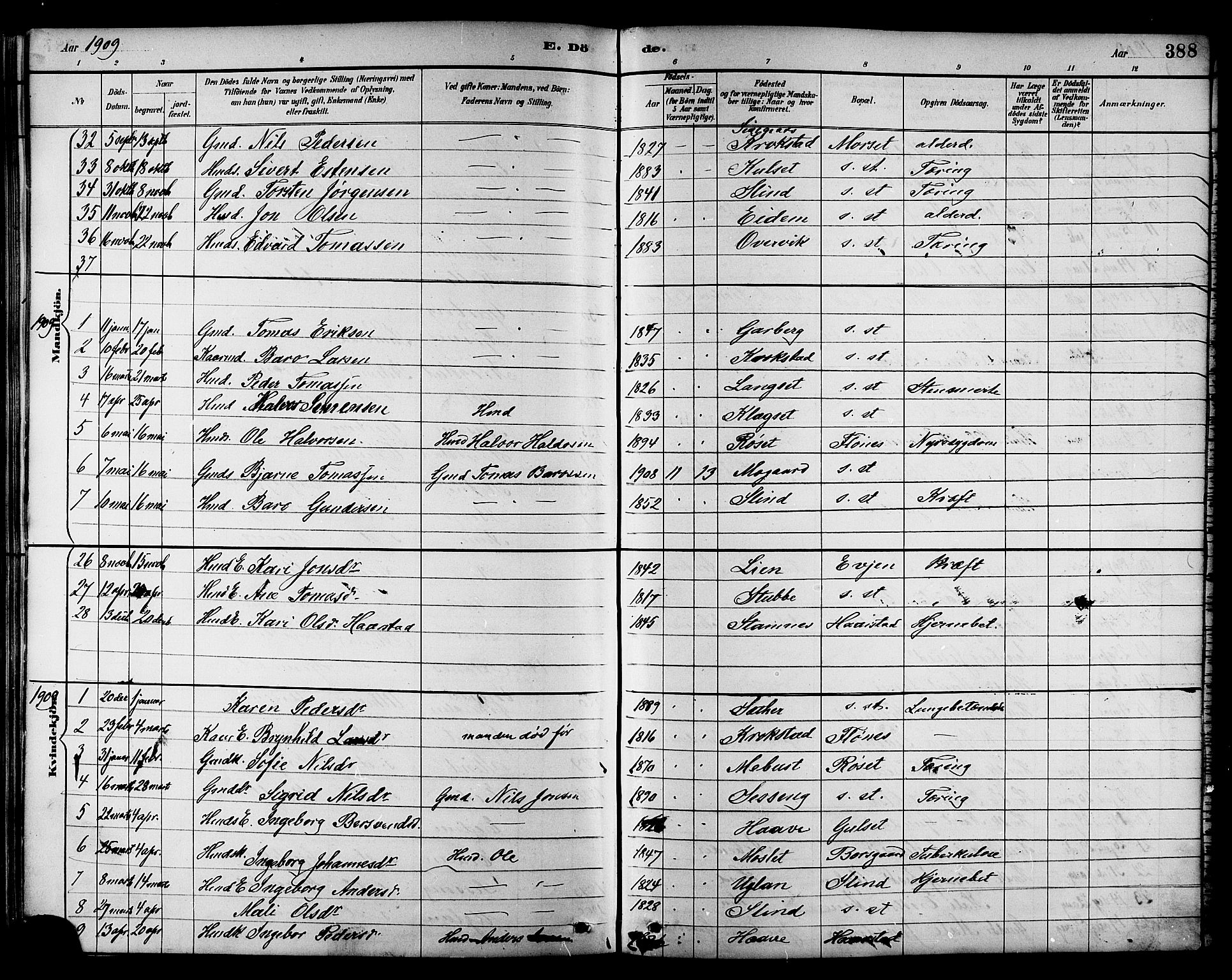 Ministerialprotokoller, klokkerbøker og fødselsregistre - Sør-Trøndelag, SAT/A-1456/695/L1157: Parish register (copy) no. 695C08, 1889-1913, p. 388