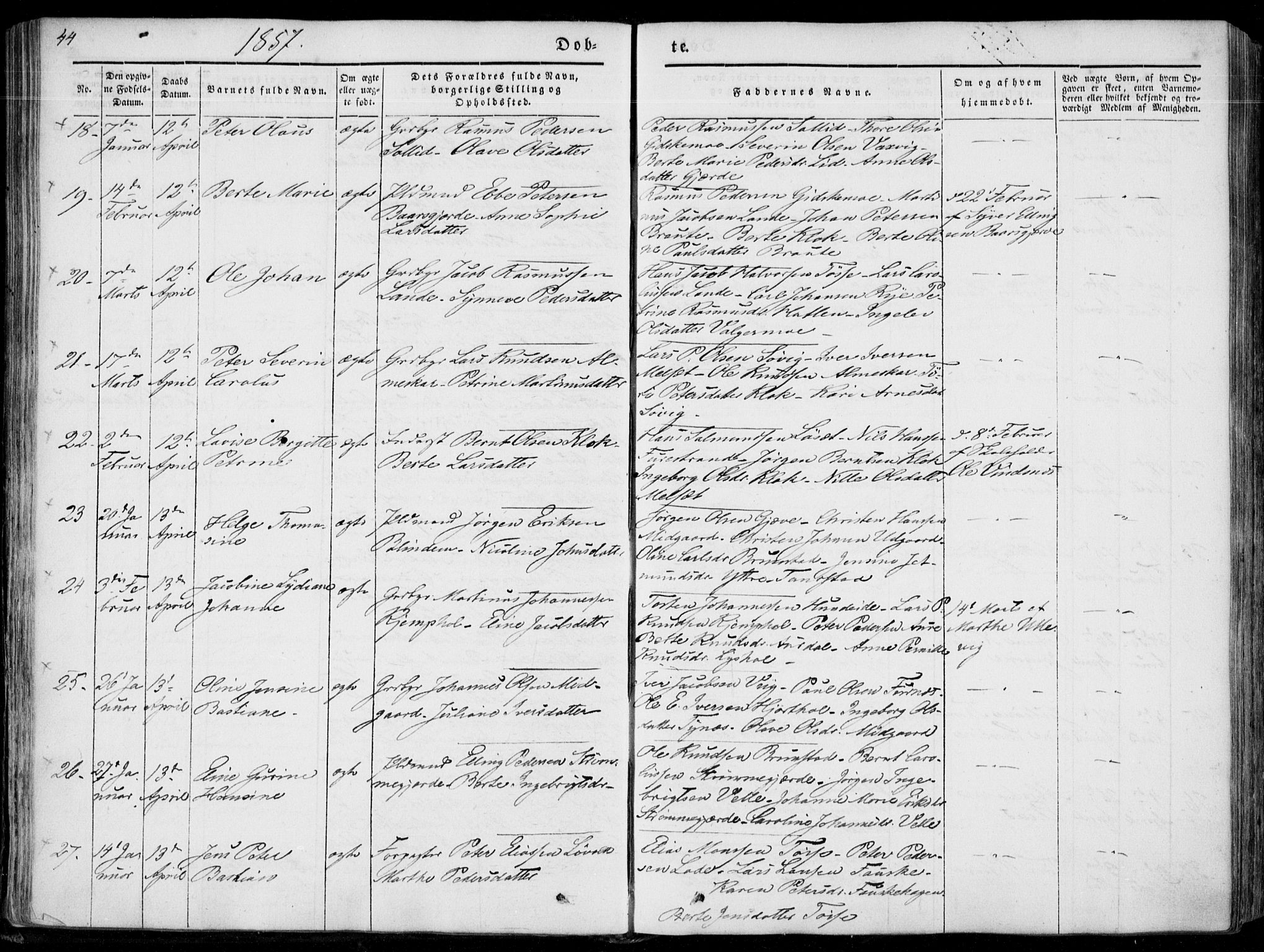 Ministerialprotokoller, klokkerbøker og fødselsregistre - Møre og Romsdal, AV/SAT-A-1454/522/L0313: Parish register (official) no. 522A08, 1852-1862, p. 44