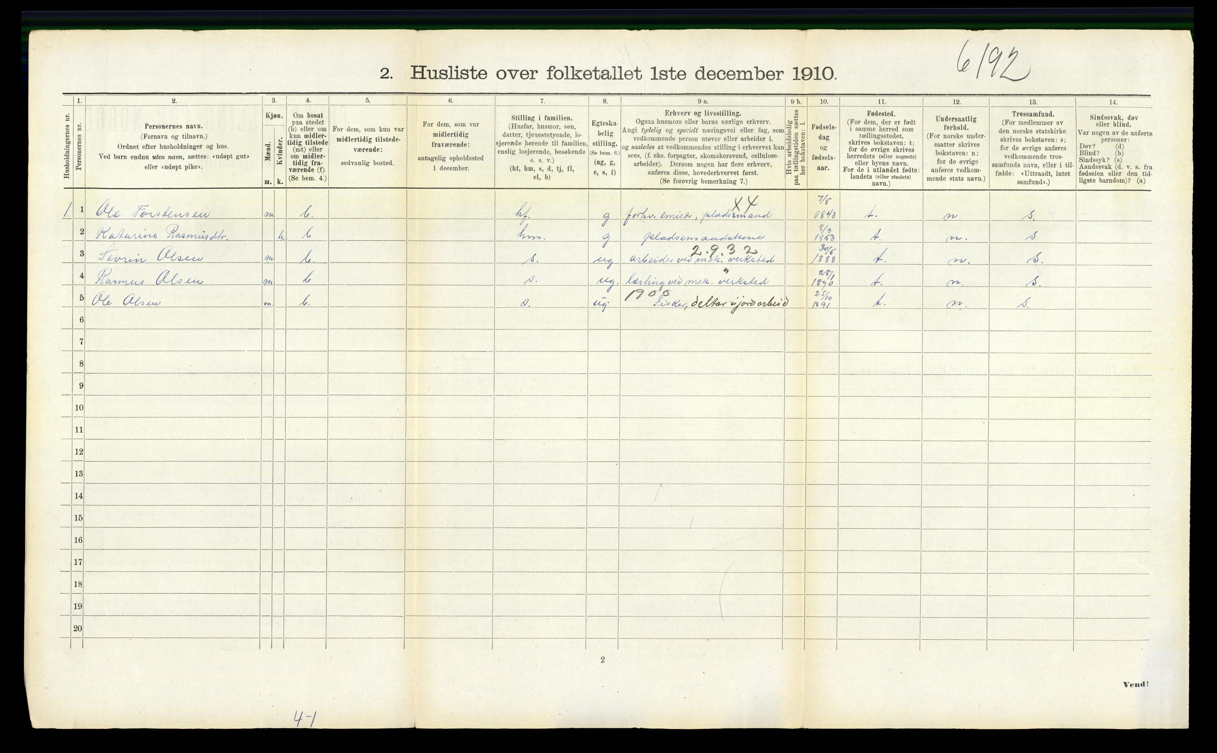 RA, 1910 census for Finnås, 1910, p. 151
