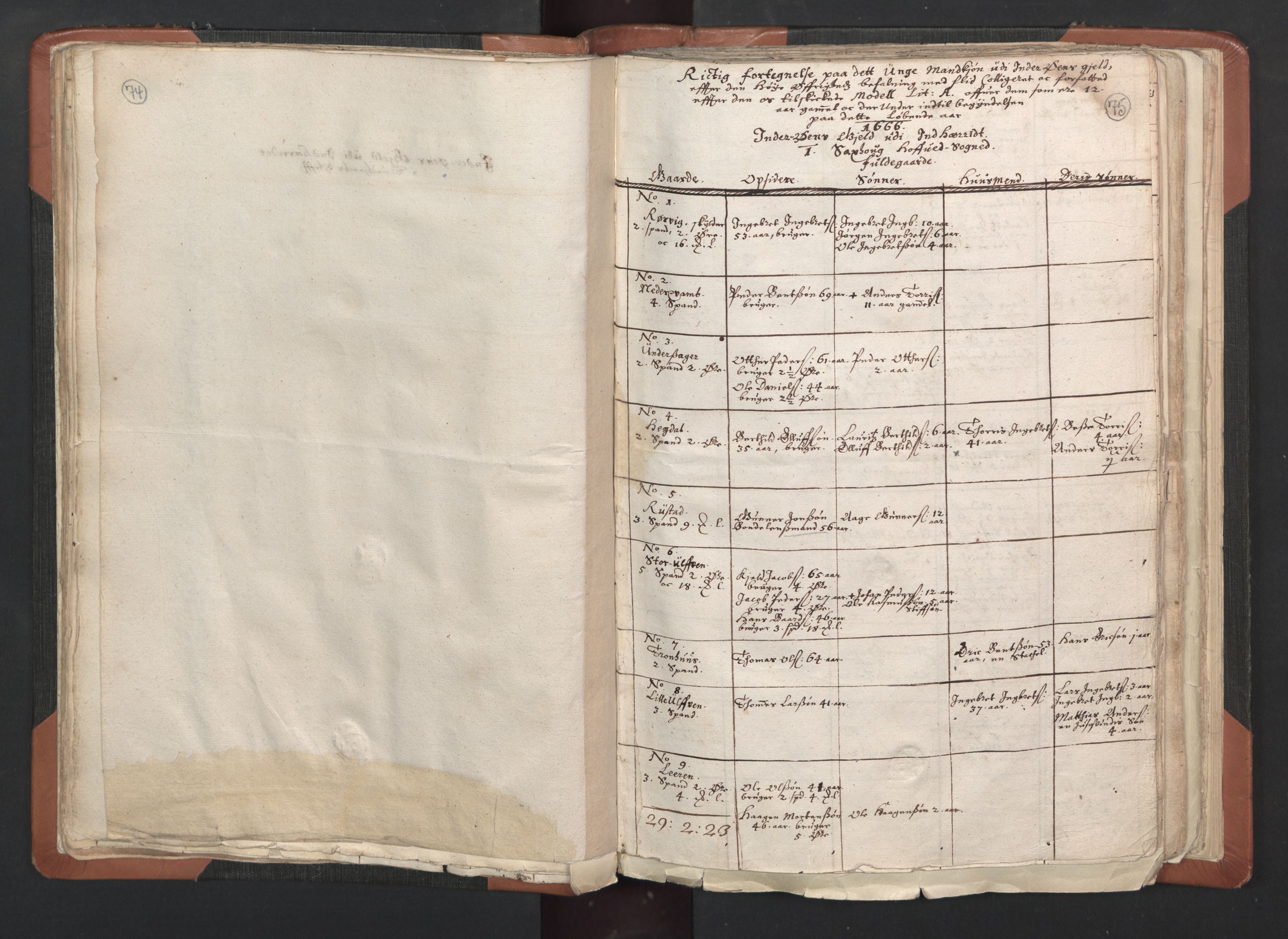 RA, Vicar's Census 1664-1666, no. 33: Innherad deanery, 1664-1666, p. 74-75