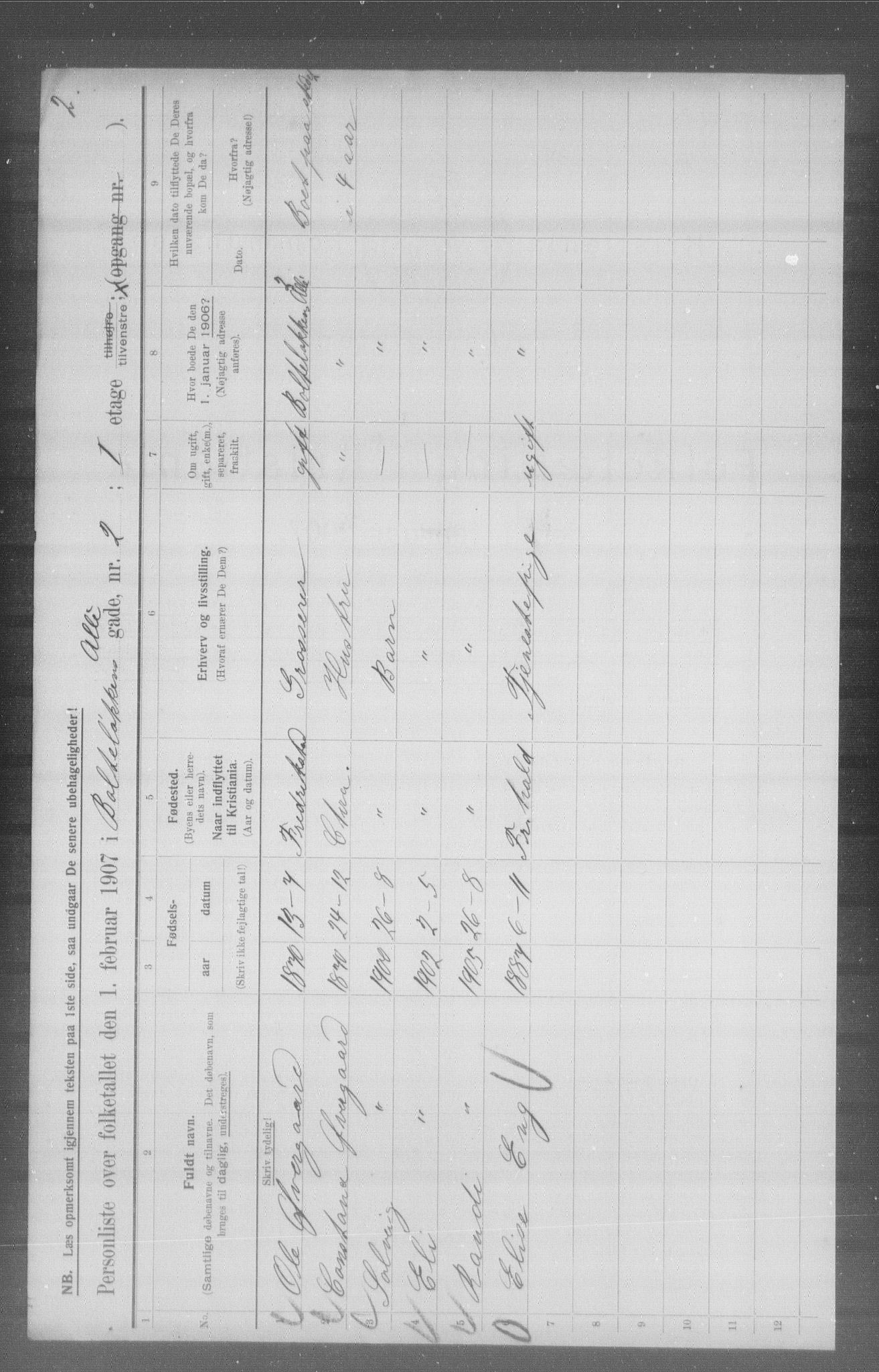 OBA, Municipal Census 1907 for Kristiania, 1907, p. 4001