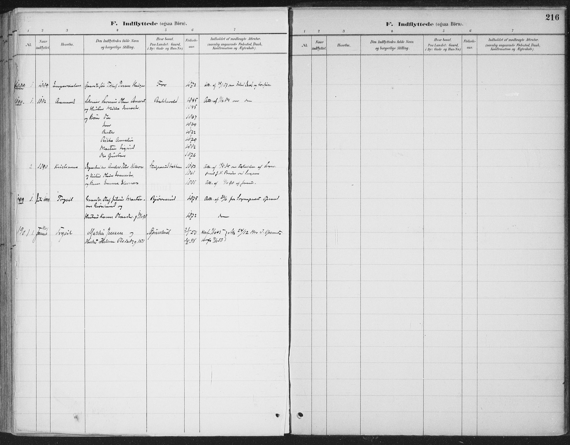 Romedal prestekontor, SAH/PREST-004/K/L0008: Parish register (official) no. 8, 1887-1905, p. 216