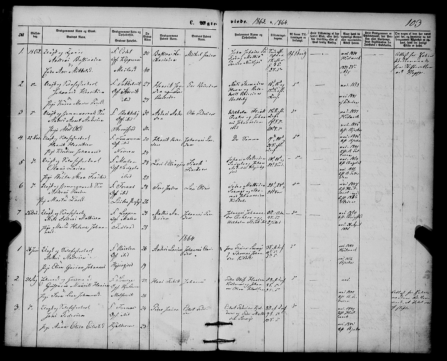 Skjervøy sokneprestkontor, SATØ/S-1300/H/Ha/Haa/L0013kirke: Parish register (official) no. 13, 1863-1877, p. 103