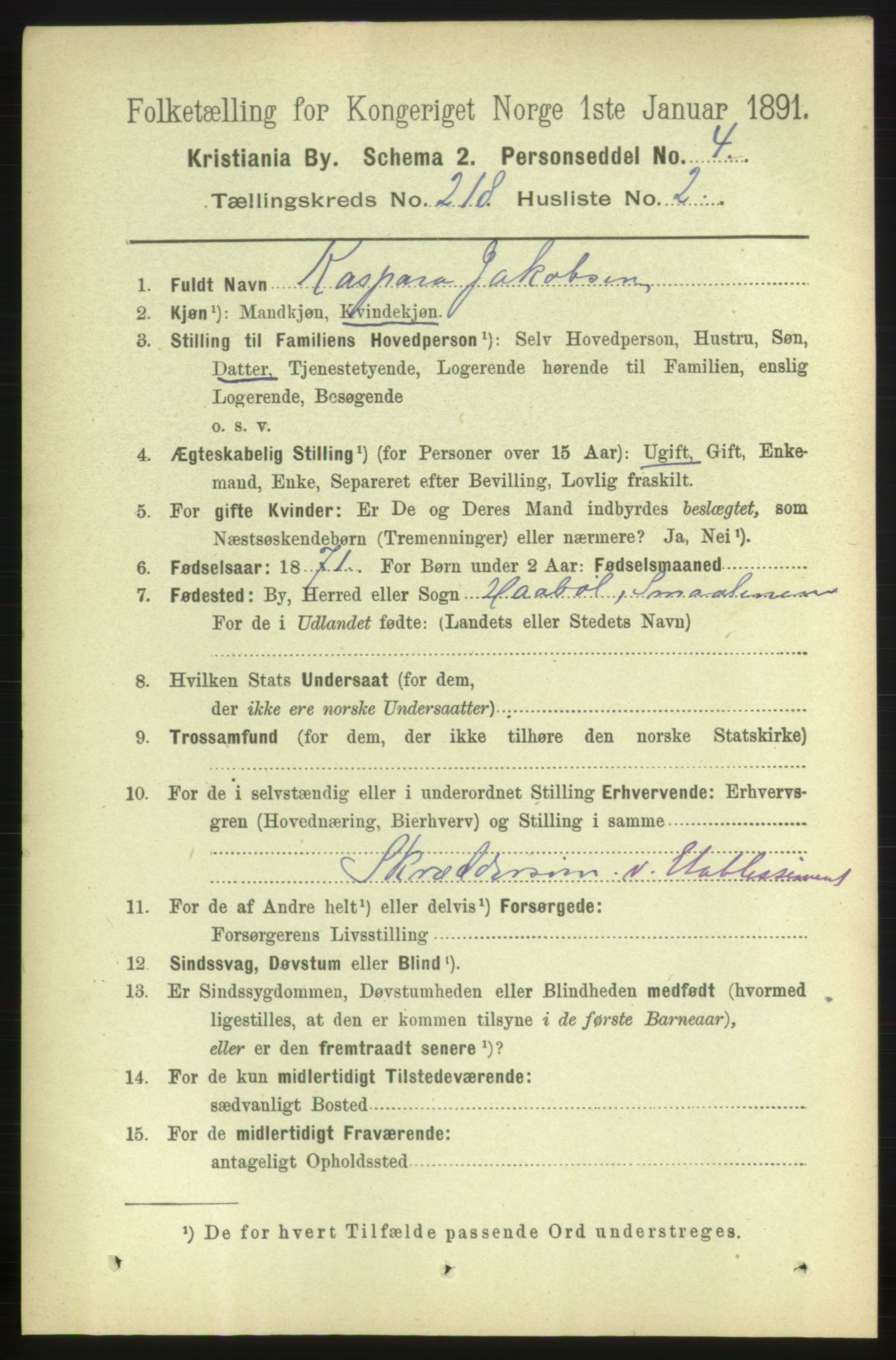 RA, 1891 census for 0301 Kristiania, 1891, p. 129182