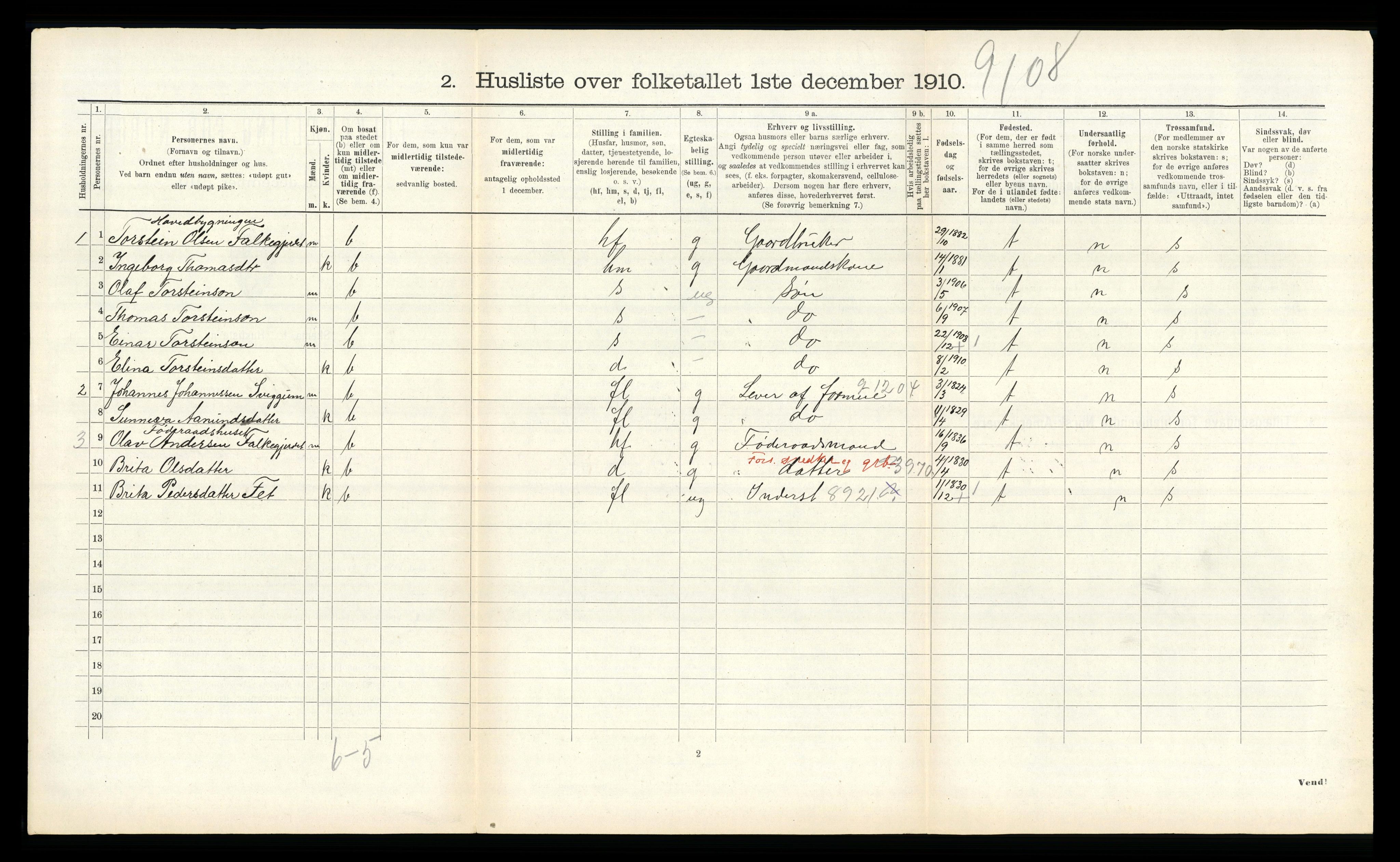 RA, 1910 census for Hafslo, 1910, p. 780