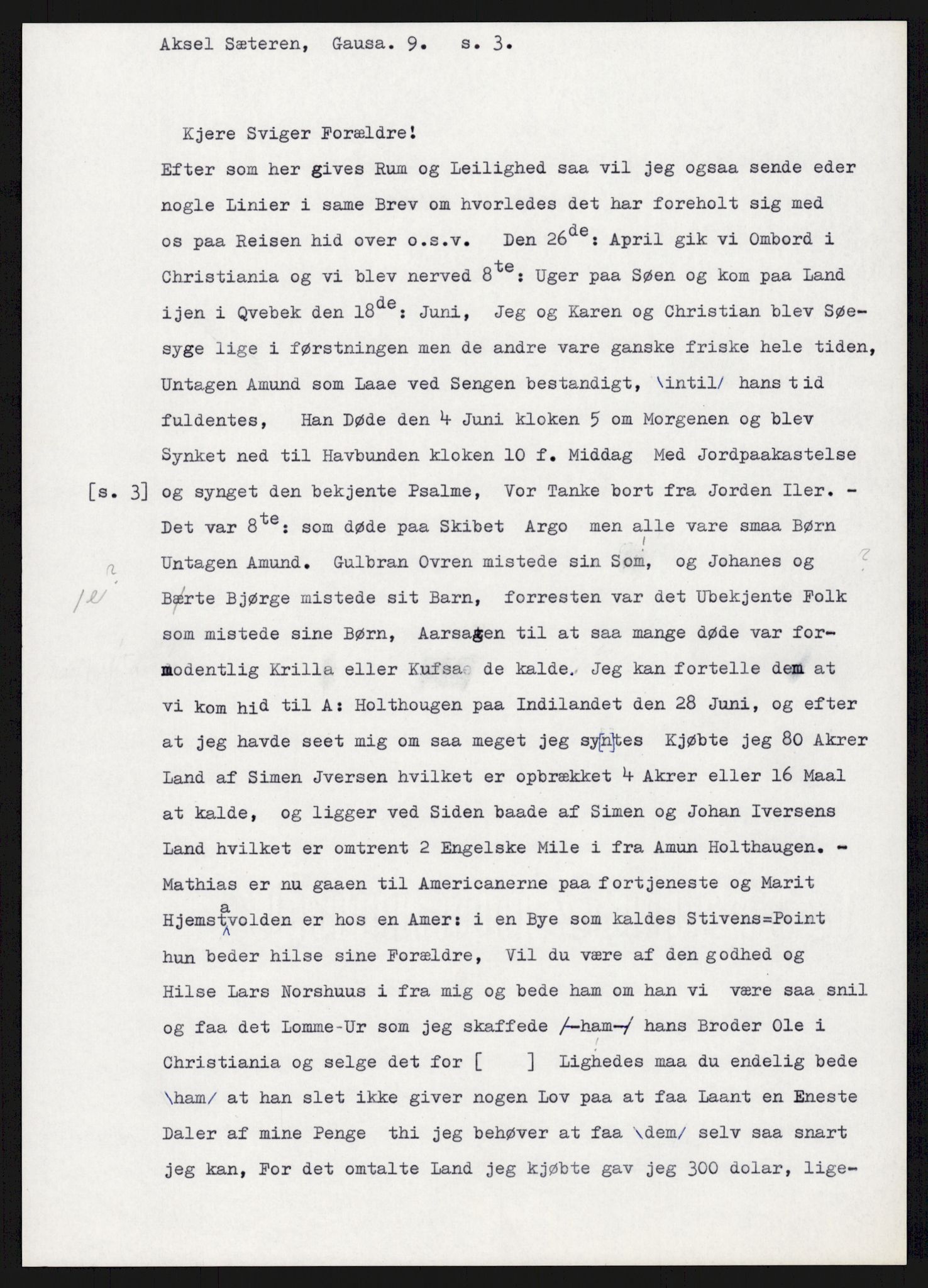 Samlinger til kildeutgivelse, Amerikabrevene, AV/RA-EA-4057/F/L0015: Innlån fra Oppland: Sæteren - Vigerust, 1838-1914, p. 83