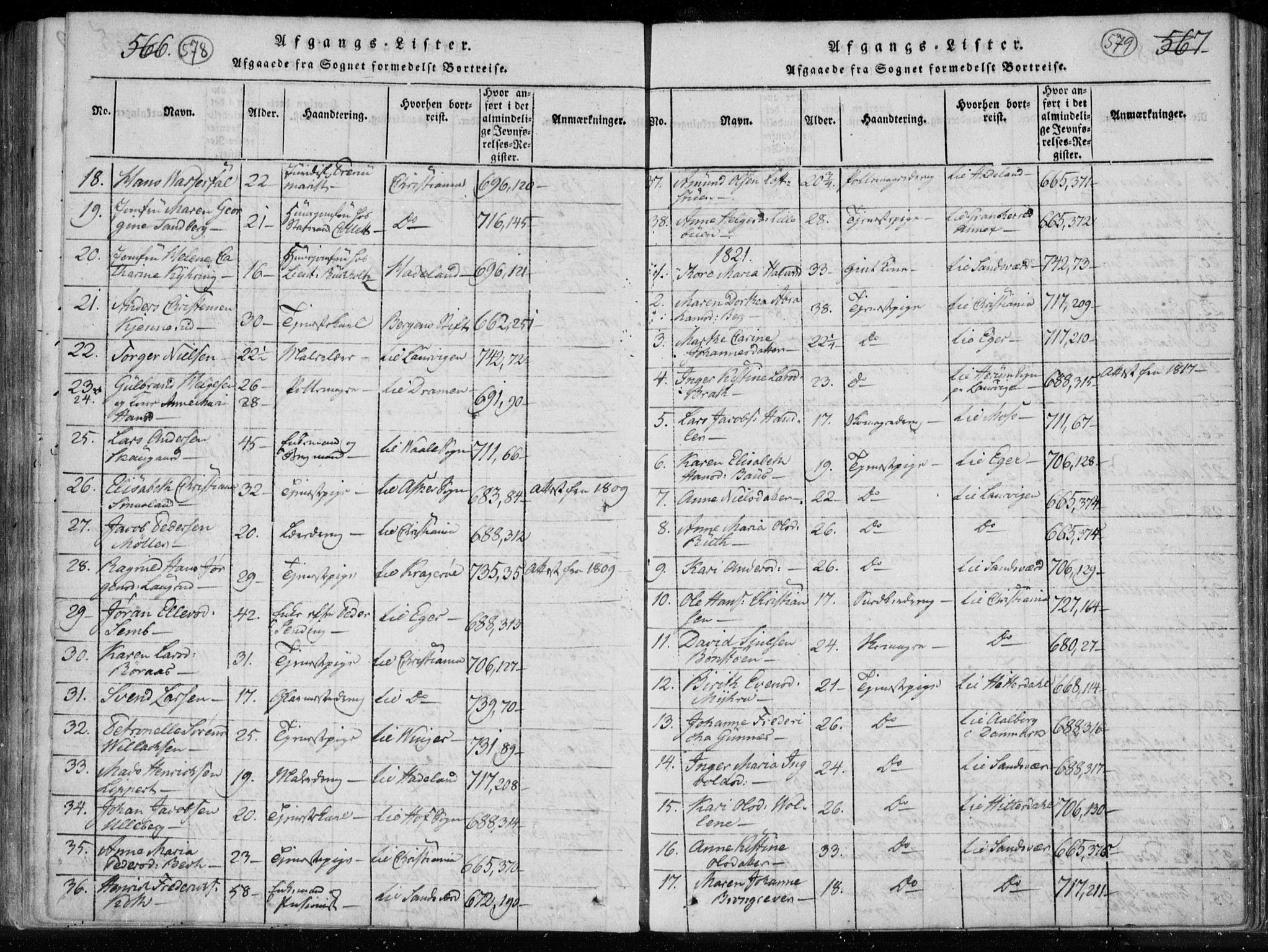 Kongsberg kirkebøker, AV/SAKO-A-22/F/Fa/L0008: Parish register (official) no. I 8, 1816-1839, p. 578-579