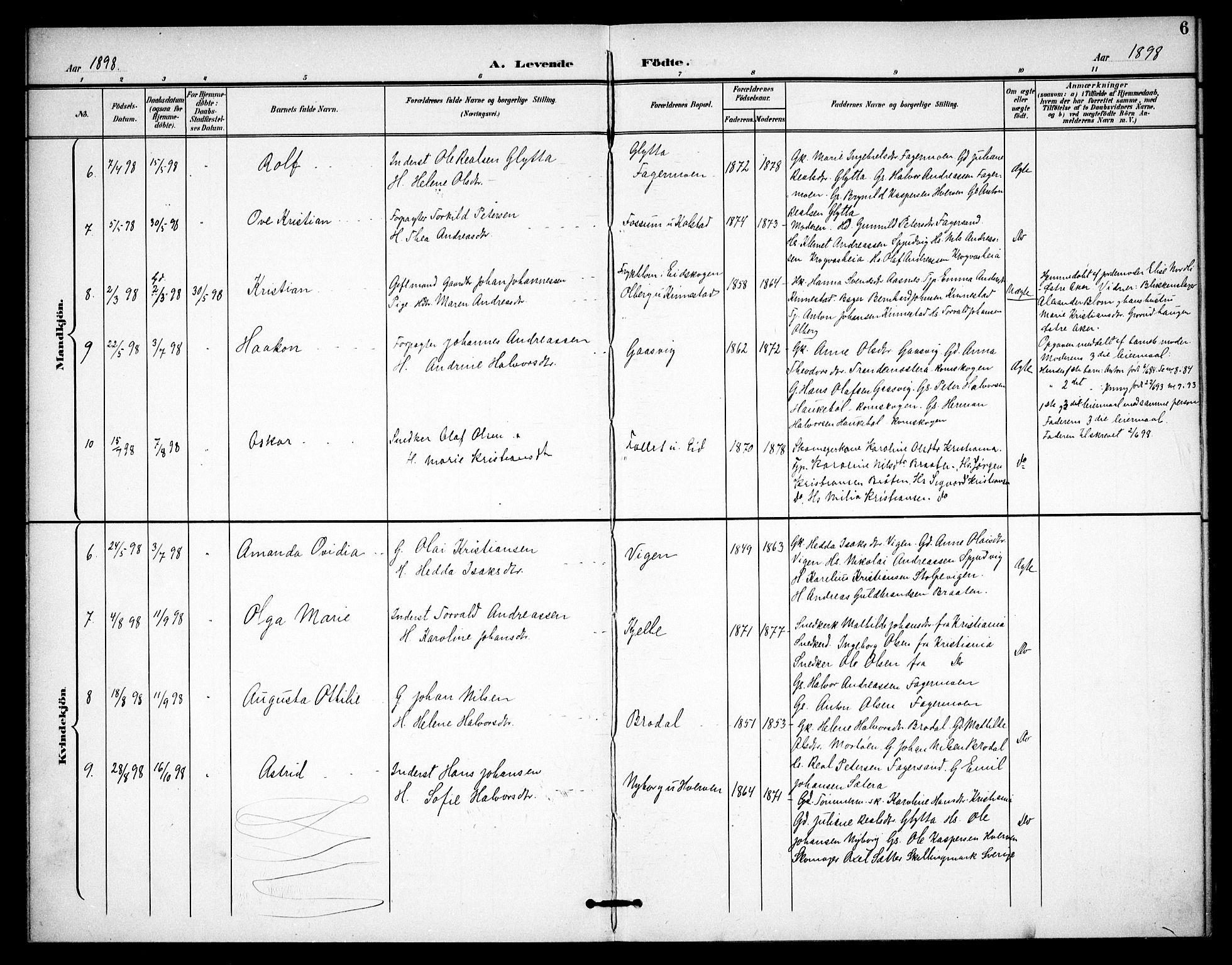 Høland prestekontor Kirkebøker, AV/SAO-A-10346a/F/Fc/L0003: Parish register (official) no. III 3, 1897-1911, p. 6